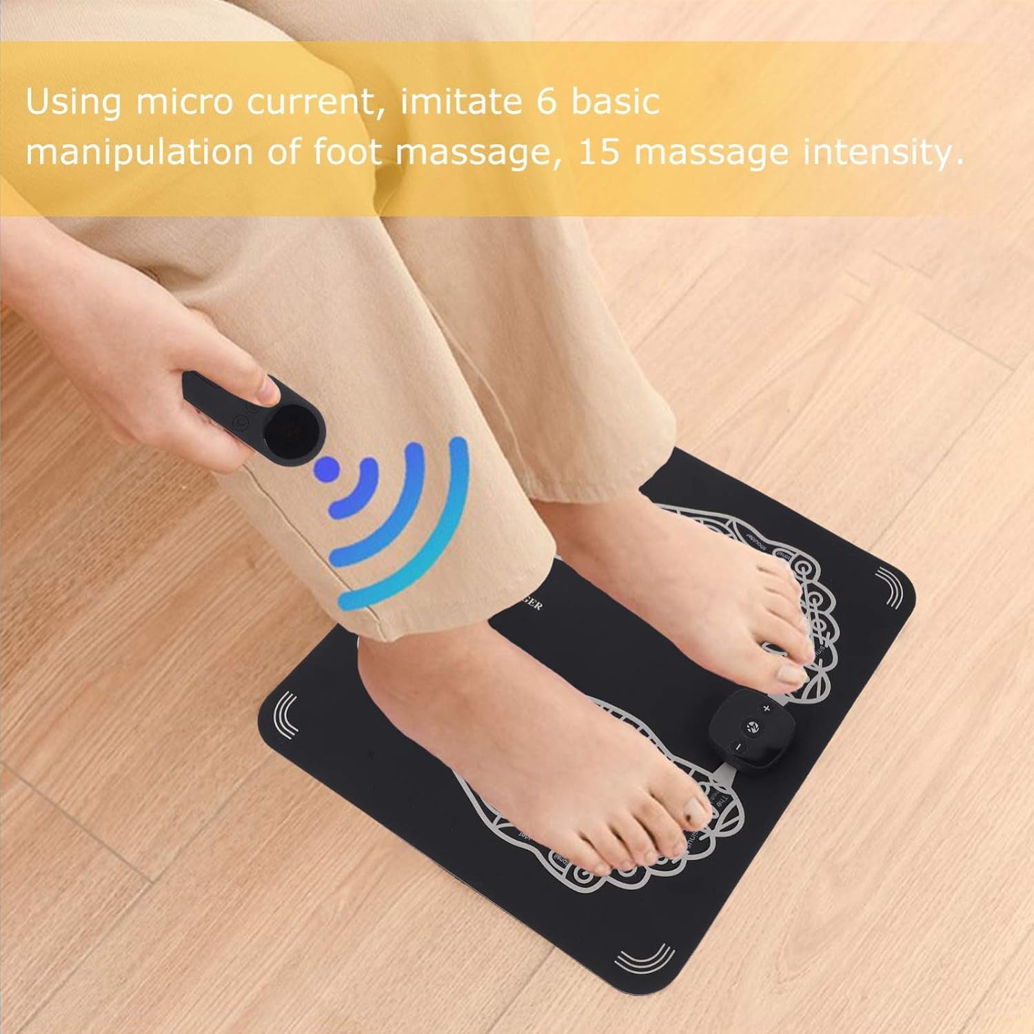 Remote Control Massage, USB Foot Massager, Electric EMS Foot Massage Machine, Rechargeable Portable Folding Automatic with 8 Mode 19 Intensity, 15 Minute Auto Run for Legs, Body, Hand Therapy - Bhavnagar Deodap