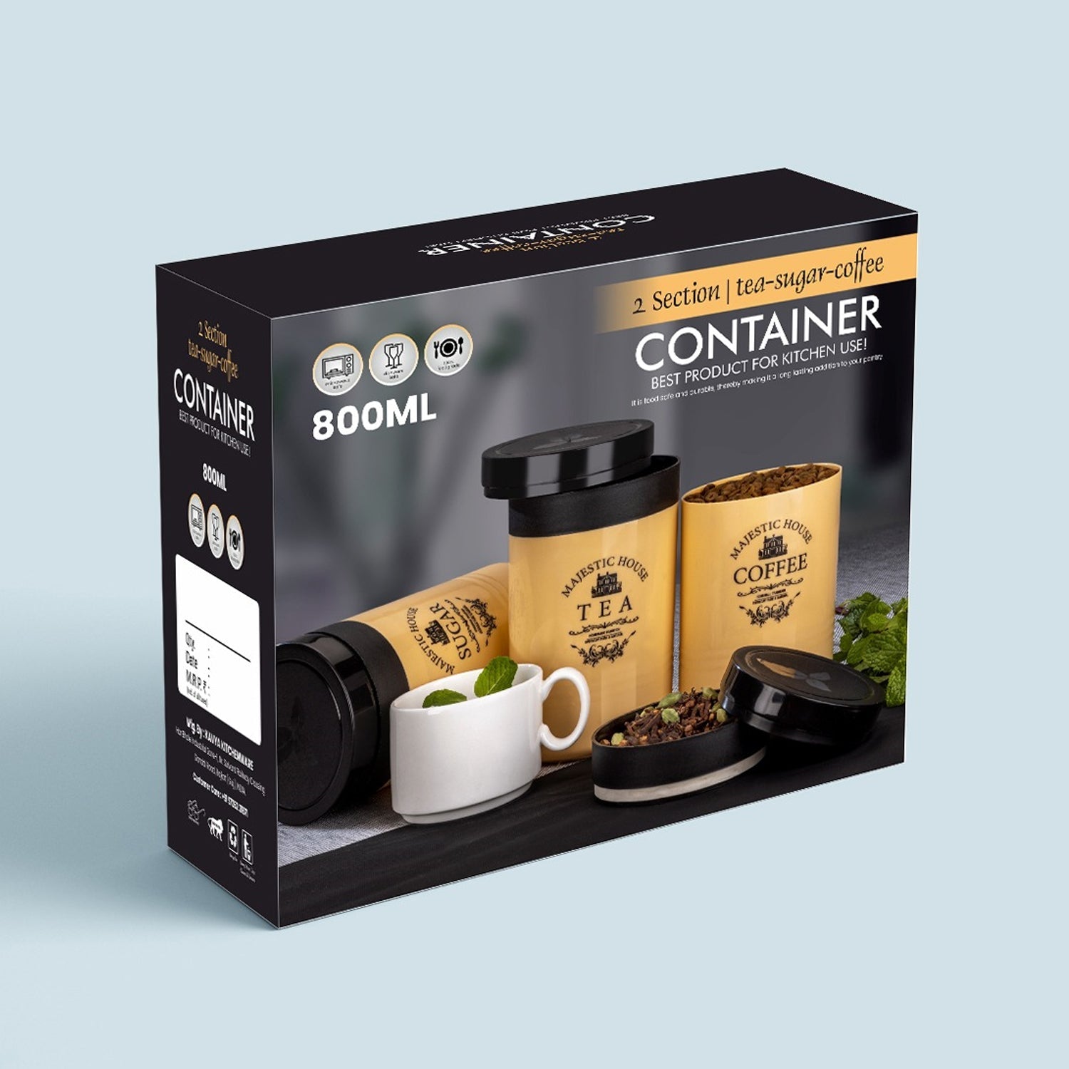 Accurate Seal Tea Sugar Coffee Container - 3 Pcs Plastic Damru Shaped Tea, Coffee, Sugar Canisters Jar, New Airtight Food Seal Containers for Salt, Dry Fruit, Grocery Multicolor (3 Pcs Set) - Bhavnagar Deodap