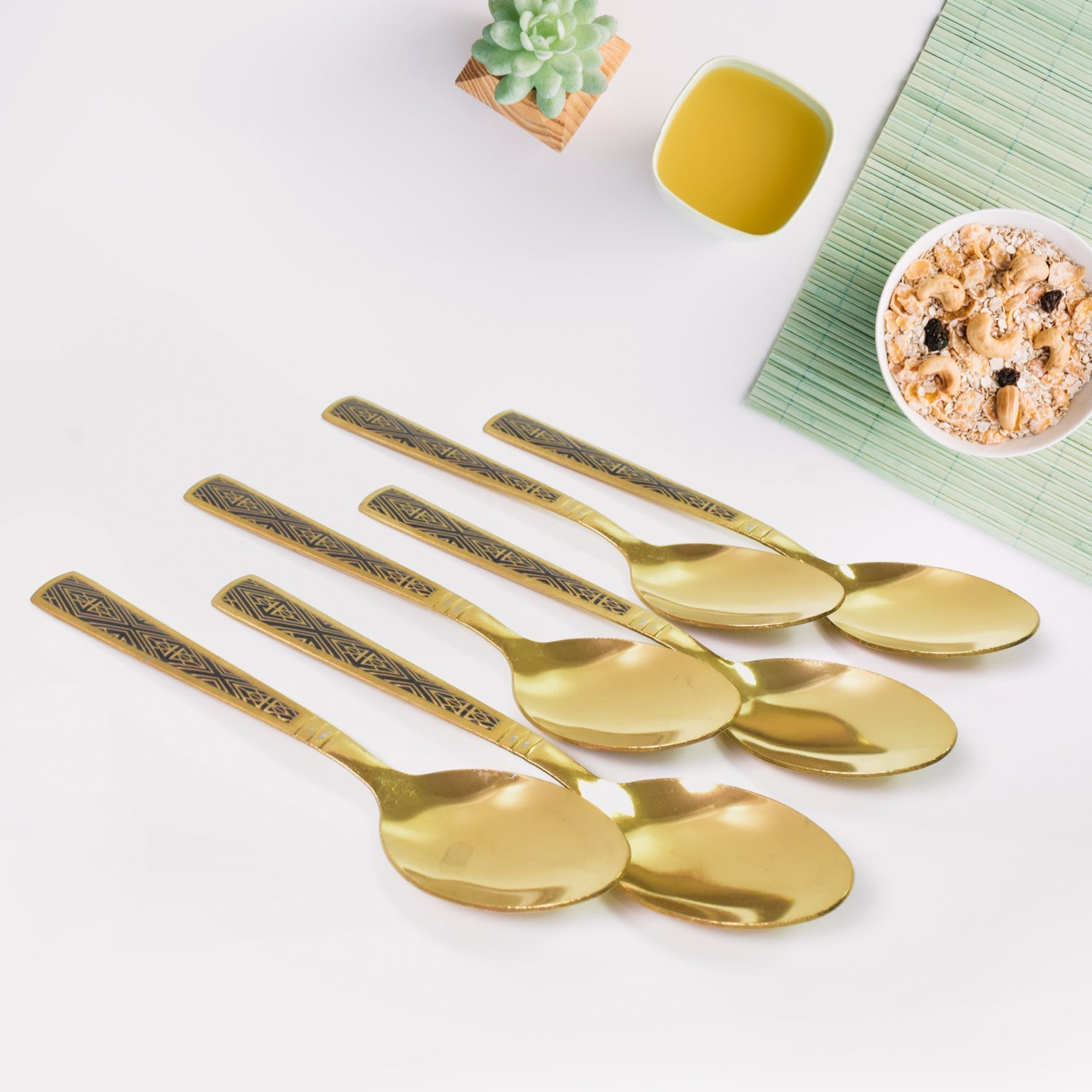 Premium Luxurious Stainless Steel Coated Spoons (6 Pcs Set / Golden) - Bhavnagar Deodap