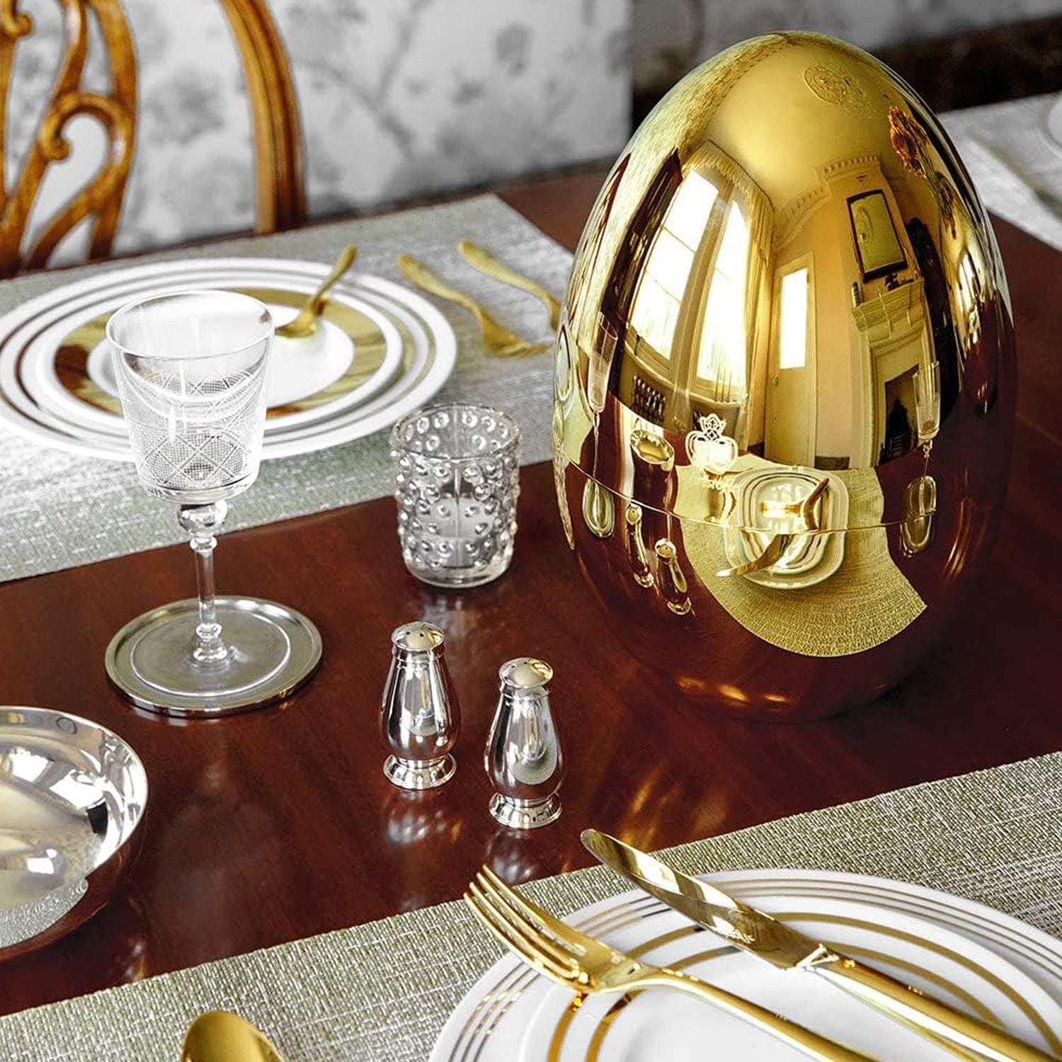 Beautiful Stylish Oval Designed Cutlery Sets, Egg-Shaped Luxury Spoon Holder Set  (Golden / 24 pcs set) - Bhavnagar Deodap