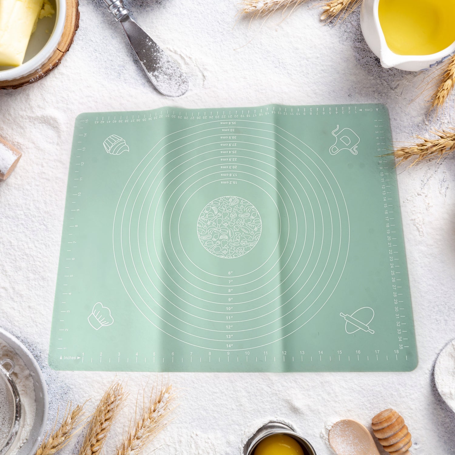 Mat, Rolling Baking Mat with Measurements (50×40 Cm) - Bhavnagar Deodap