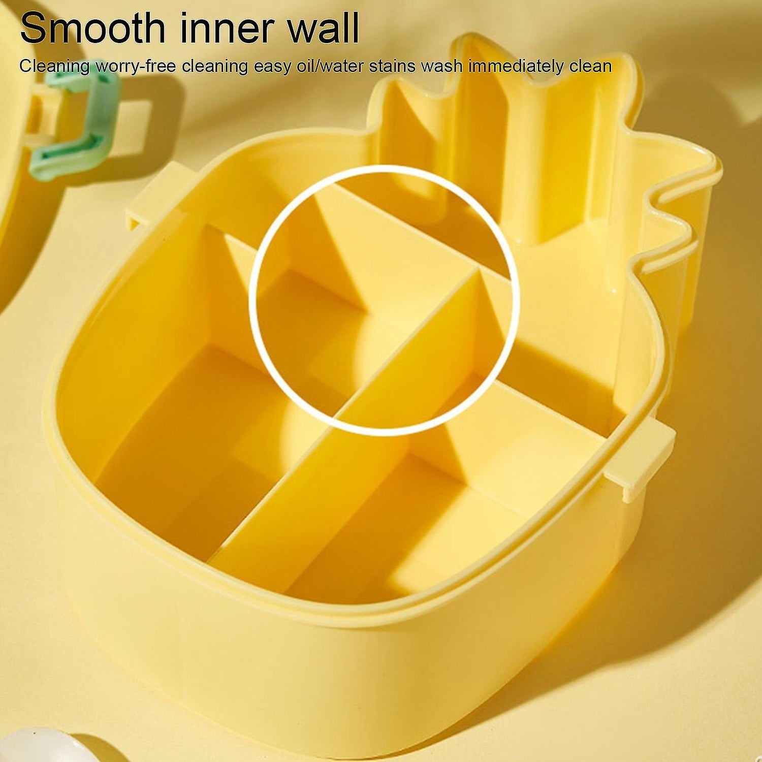 Kids Lunch Box Cute Pineapple Shaped Bento Box with Fork Spoon Snack Candy Container Microwave Portable Office Lunch Box (1 Pc / With Spoon & Fork) - Bhavnagar Deodap