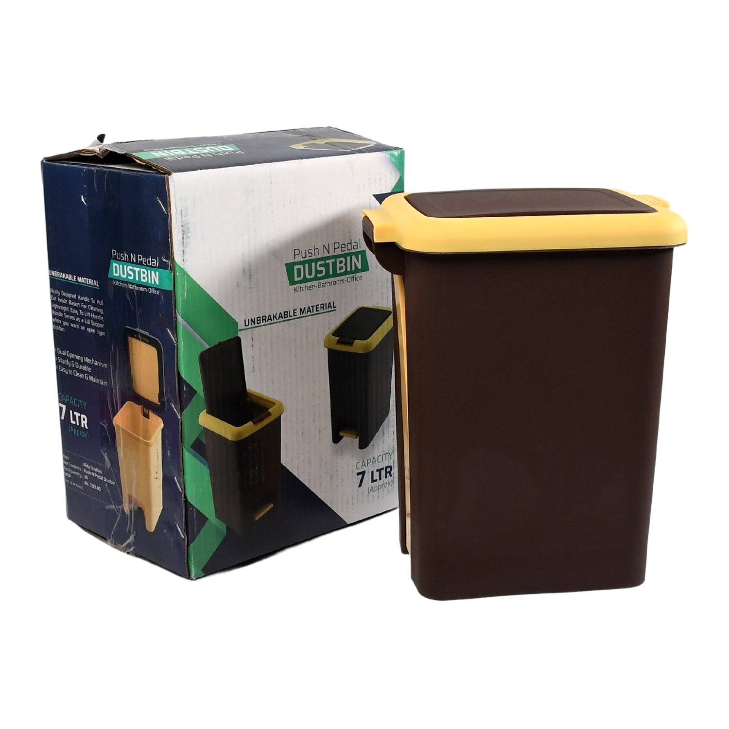 Trash Can Waste Basket for Bathroom, Hands Free with Step On Foot Pedal and Garbage Bag Ring ( 7 Ltr. )