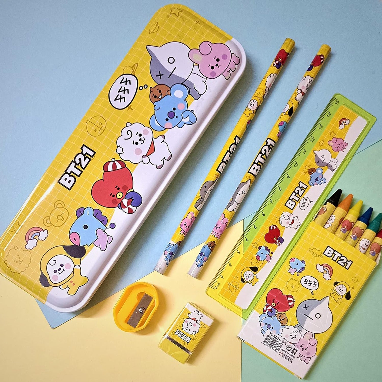 Stationery Kit for Kids - Stationery Set, Includes Metal Pencil Box, Sharpener, Pencil and Eraser Set, School Supply Set, Birthday Return Gift for Kids, Boys, Girls (12 pc Set) - Bhavnagar Deodap