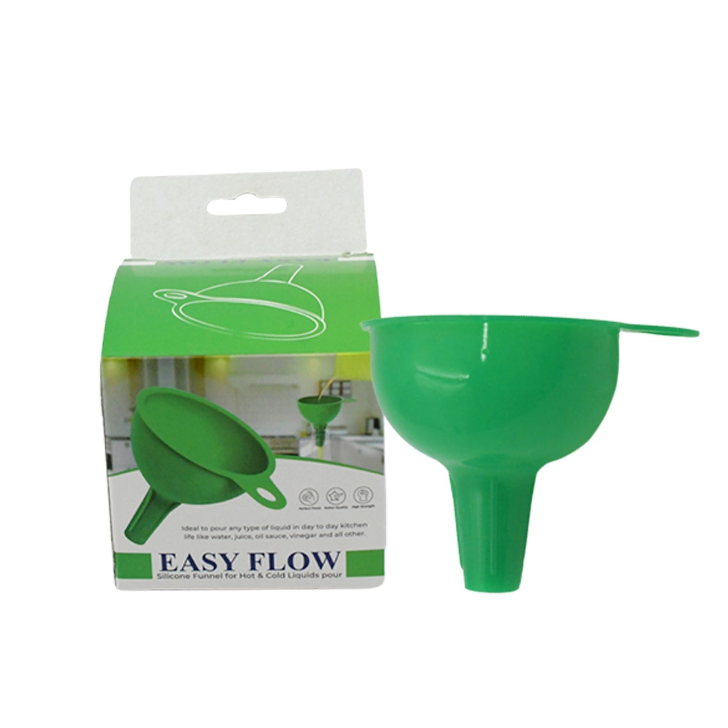 Silicone Funnel For Pouring Oil, Sauce, Water, Juice And Small Food-Grains (1 Pc Green) - Bhavnagar Deodap