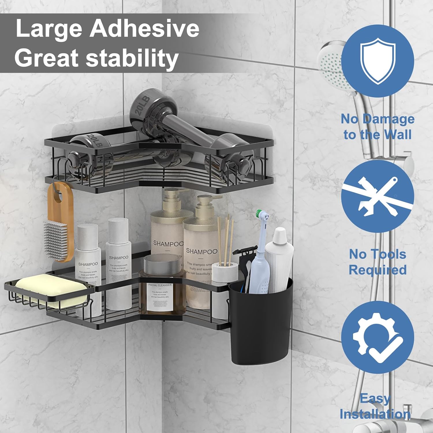 Iron Coating Self-Adhesive Corner Shelf Organizer (2 Pc) - Bhavnagar Deodap