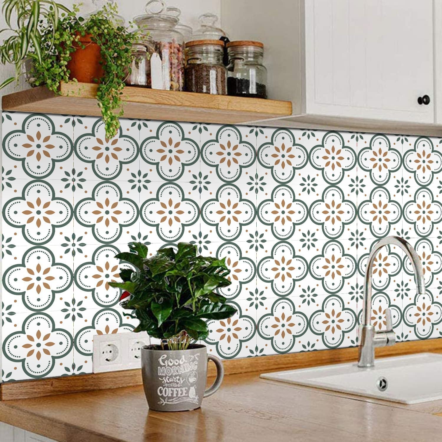 Peel and Stick Floor Tiles Kitchen / Bathroom Backsplash Sticker Detachable Waterproof DIY Tile Stickers for Wall Decoration Tiles Home Decoration (8x8 Inch / 10 Pcs Set) - Bhavnagar Deodap