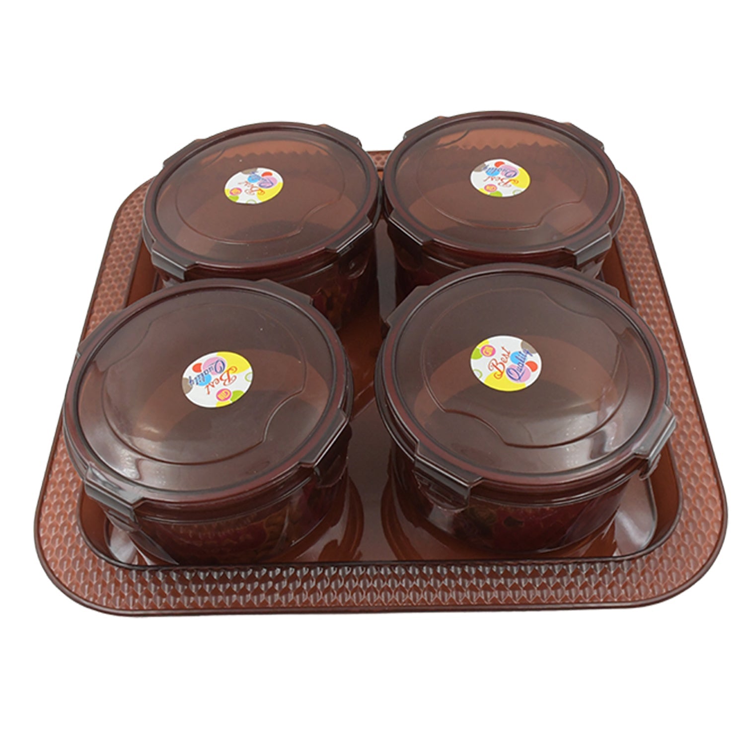 Elegance Tray, Plastic Airtight 4 Pieces Storage Container and 1 Piece Serving Tray with Lids - Bhavnagar Deodap