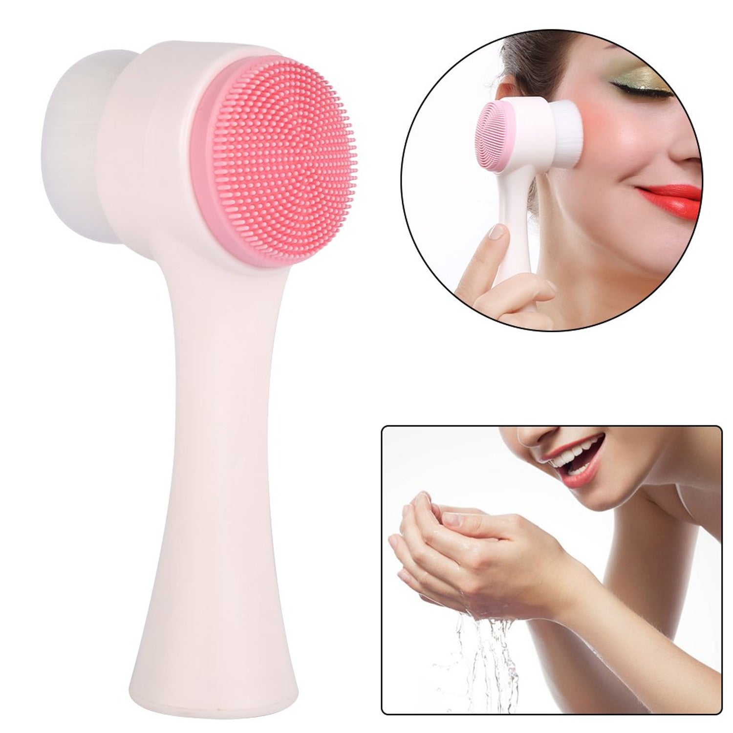 Silicone Double-Sided Face Wash Brush for Sensitive, Delicate, Dry Skin (1 Pc) - Bhavnagar Deodap