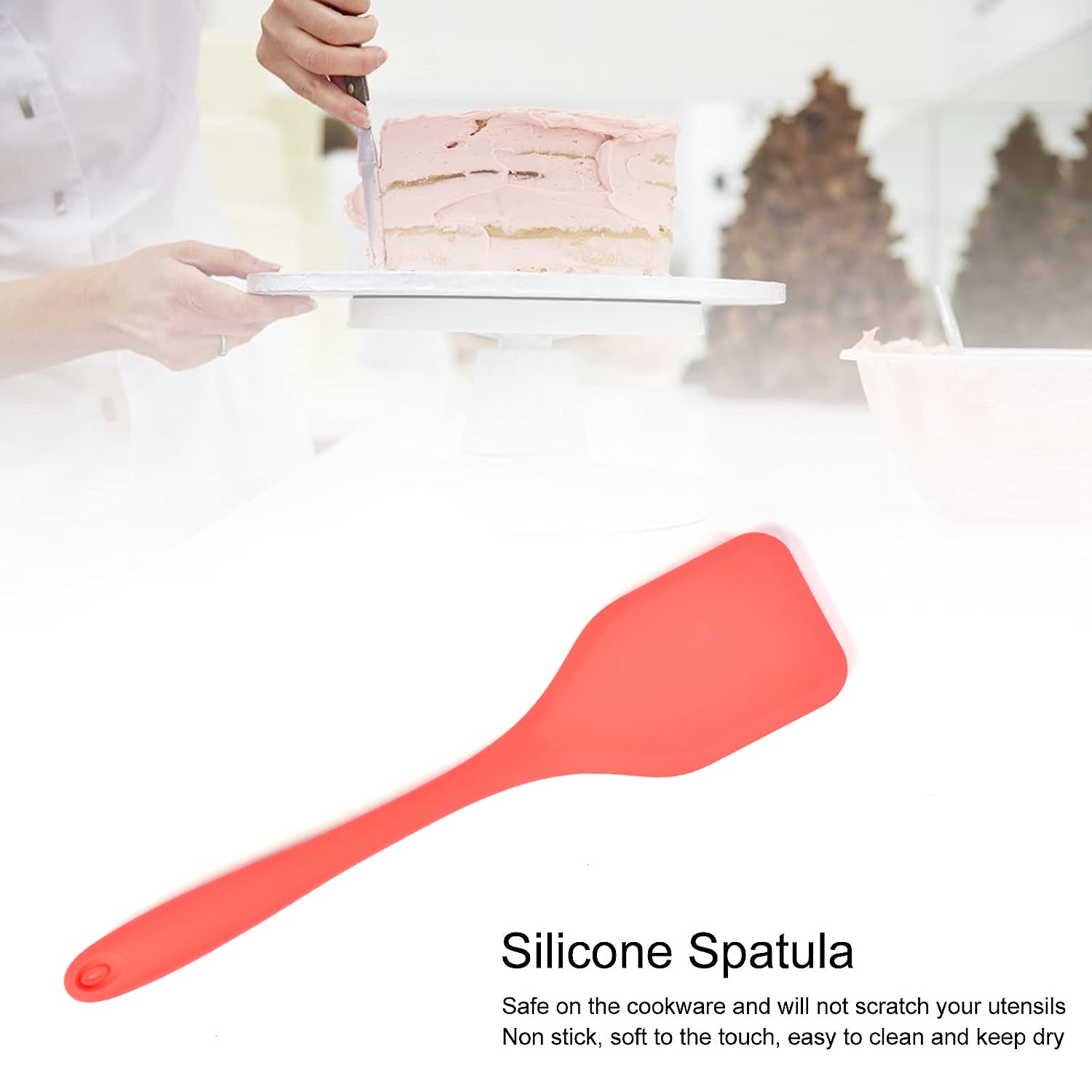 Silicone Spatula Spoon, High Heat Resistant to 480°F, Hygienic One Piece Design, Large Non Stick Cooking Utensil (30cm) - Bhavnagar Deodap