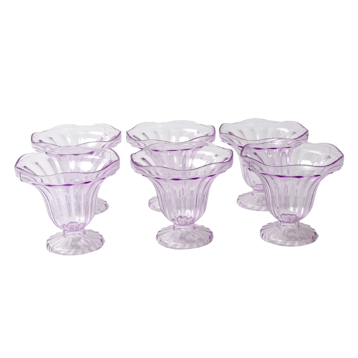 Crystal Plastic Ice-Cream Bowl, Home & Kitchen Serving Platter or Dessert Cup for Sundae, Sweets, Snacks, Fruit, Pudding, Nuts or Dip, Serving Bowls (Crystal Cups, Set of 6) - Bhavnagar Deodap