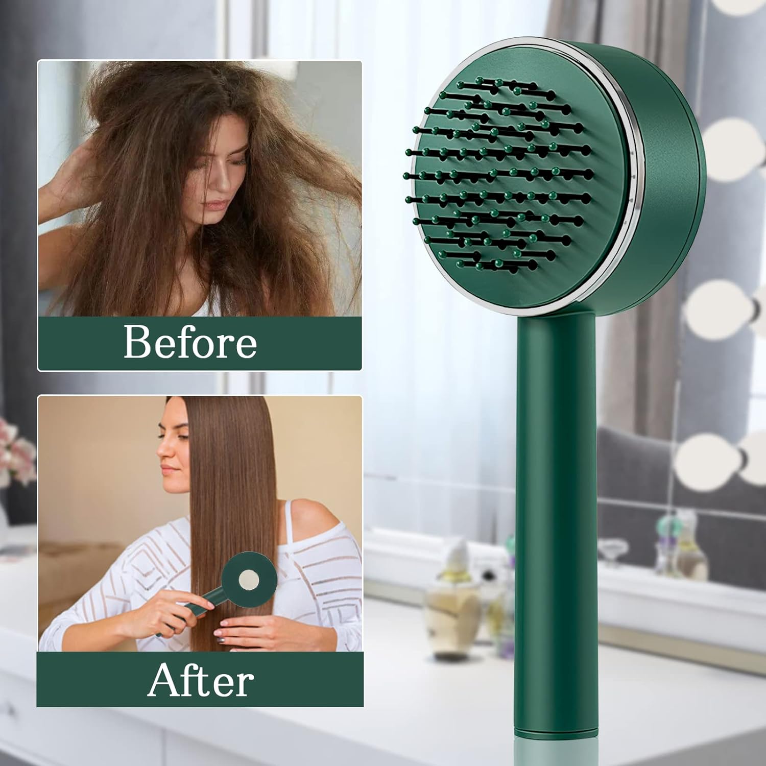 Air Cushion Massage Brush, Airbag Massage Comb with Long Handle, Self-Cleaning Hair Brush, Detangling Anti-Static for All Hair - Bhavnagar Deodap