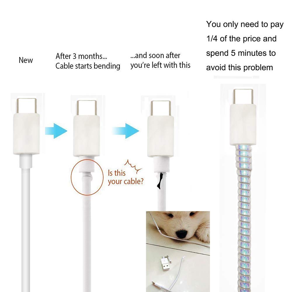 Metallic Finish Cable Spiral Protector / Wire Repair / Pet Cord Protector / Headphone Saver, Cable Wrap / Cover for Mac Charging Cable - Bhavnagar Deodap