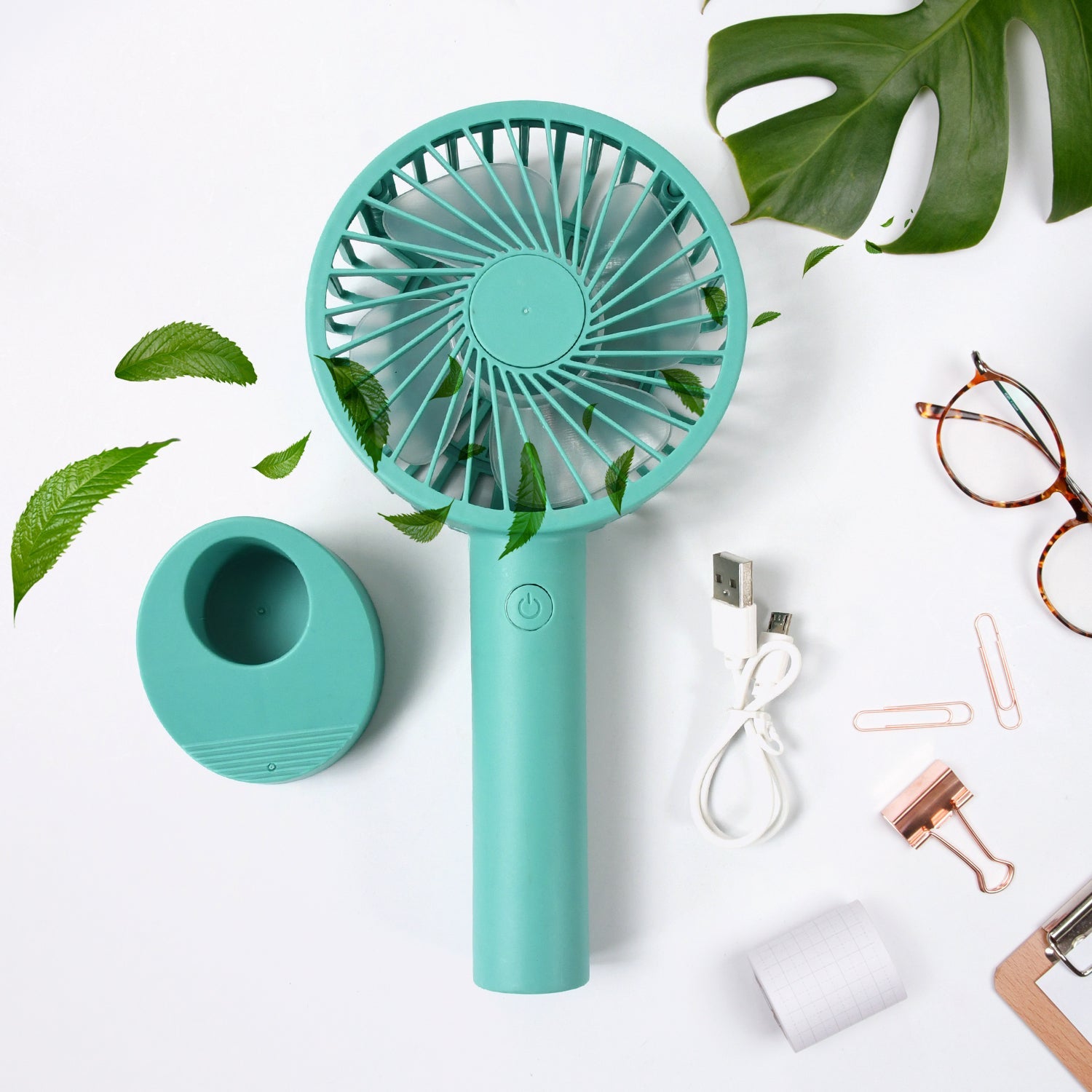 Portable Handheld Fan With 3 Speeds Battery Operated Fan Rechargeable Multi Colors As Base Phone Holder Fan (Battery Included) - Bhavnagar Deodap