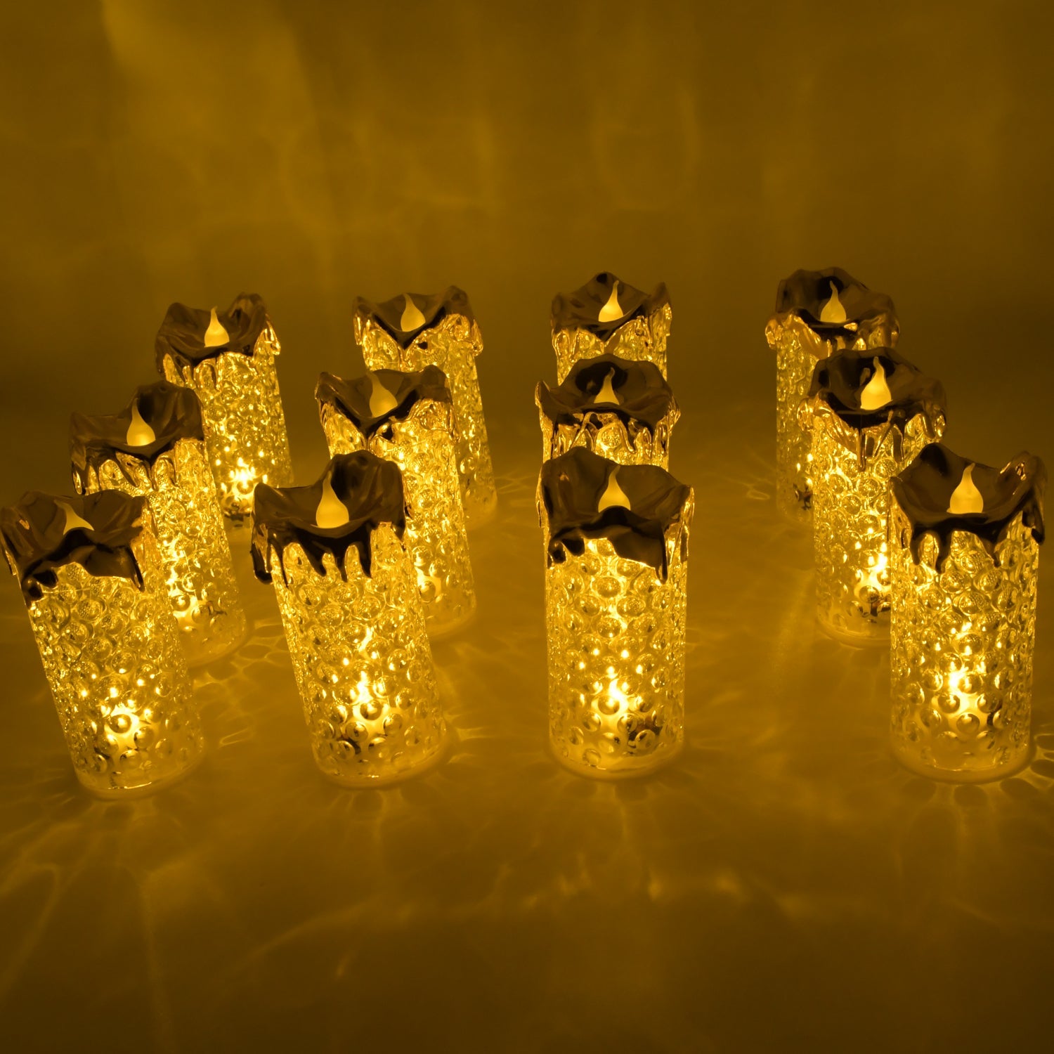 Gold Flameless Candles LED Light Flameless and Smokeless Decorative, Candles Led Tea Light Candle Perfect for Gifting, Home, Diwali,Wedding, Christmas, Crystal Candle Lights, Table Decorations (12 Pc MOQ) - Bhavnagar Deodap