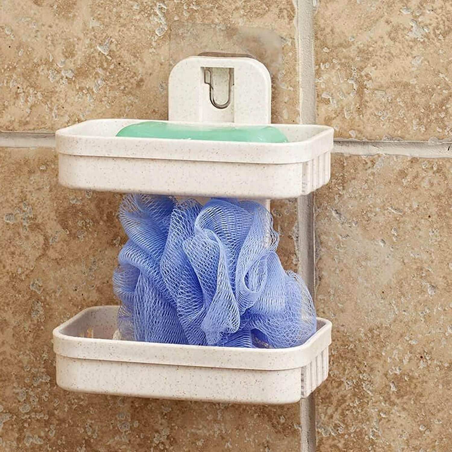 Adhesive Sticker Soap 2 Layer Dish Holder Wall Mounted Bathroom Shower Soap Holder Saver Box Storage Organizer Rack, ABS Plastic (Double Layers / 2 pcs set) - Bhavnagar Deodap