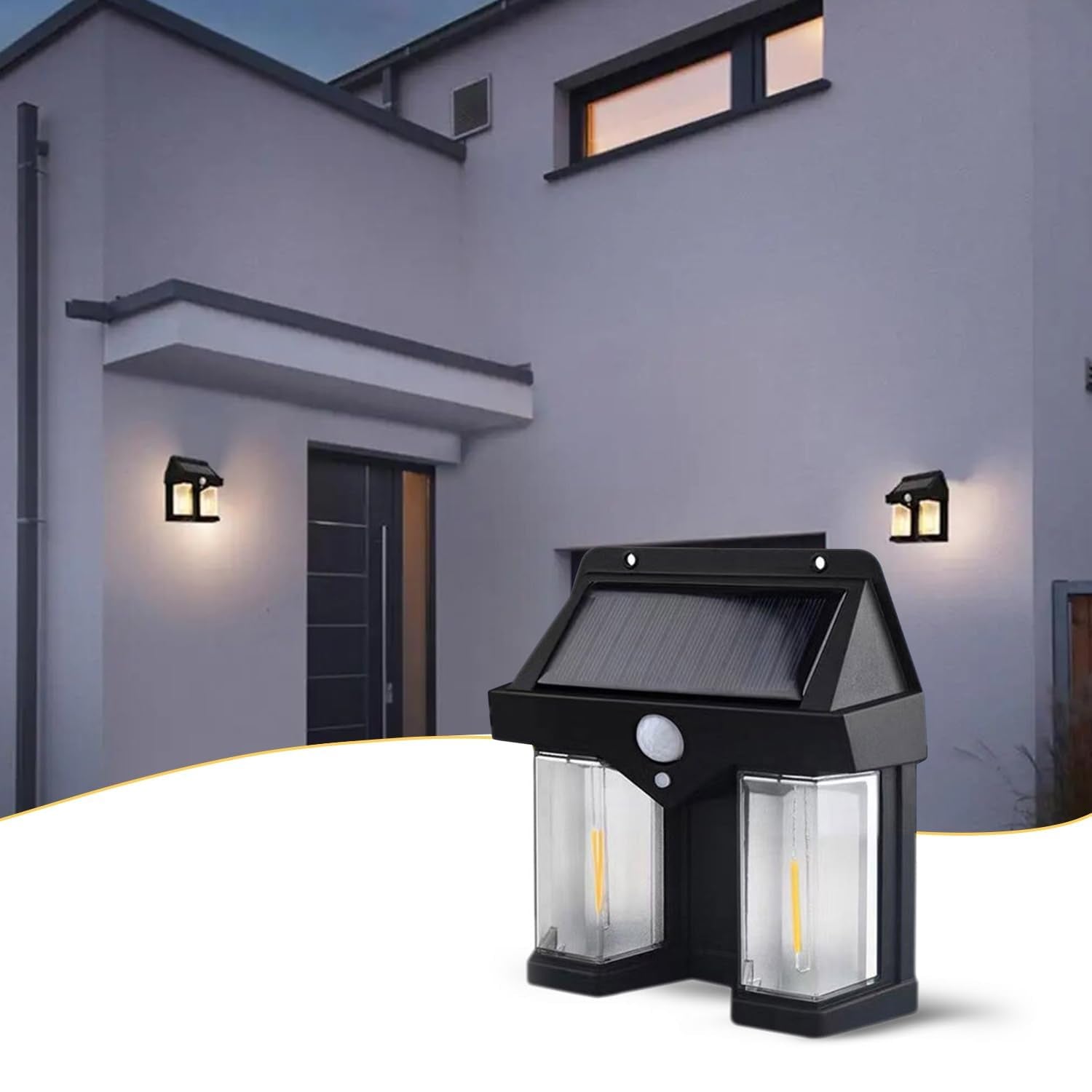 Outdoor Solar Wall Lamp Outdoor Waterproof High Quality Lamp Induction Garden Lamp Garden Villa Night Lamp Double Lamp Light (1 Pc) - Bhavnagar Deodap