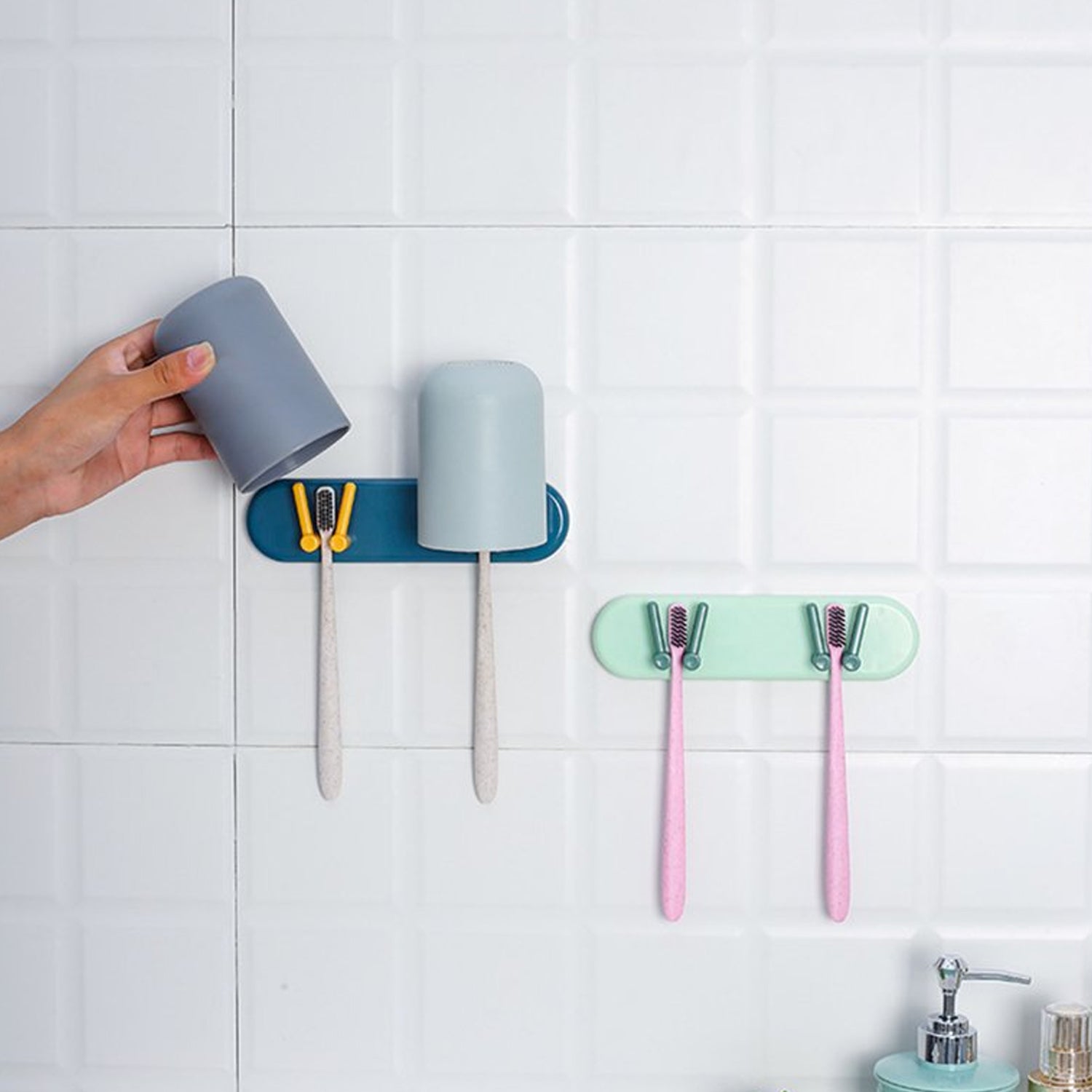 Plastic Multipurpose Holder Bathroom Accessories Organizer Wall Mounted Hanging Mount Shelf & Hooks (1pc) - Bhavnagar Deodap