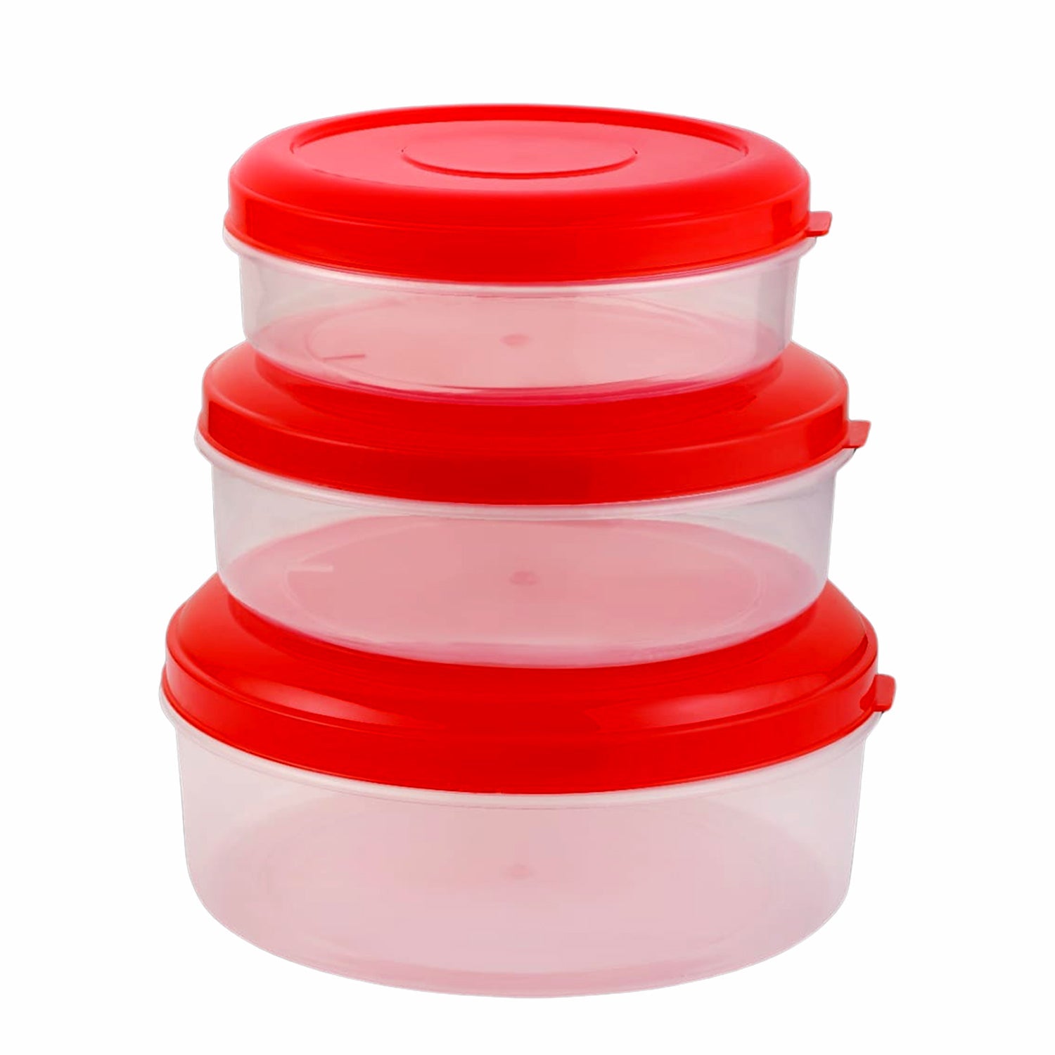 Heavy Plastic Material Stackable & Reusable Classic Round Plastic Big Storage Container Box For Kitchen & Home Organization (PACK OF 3) - Bhavnagar Deodap