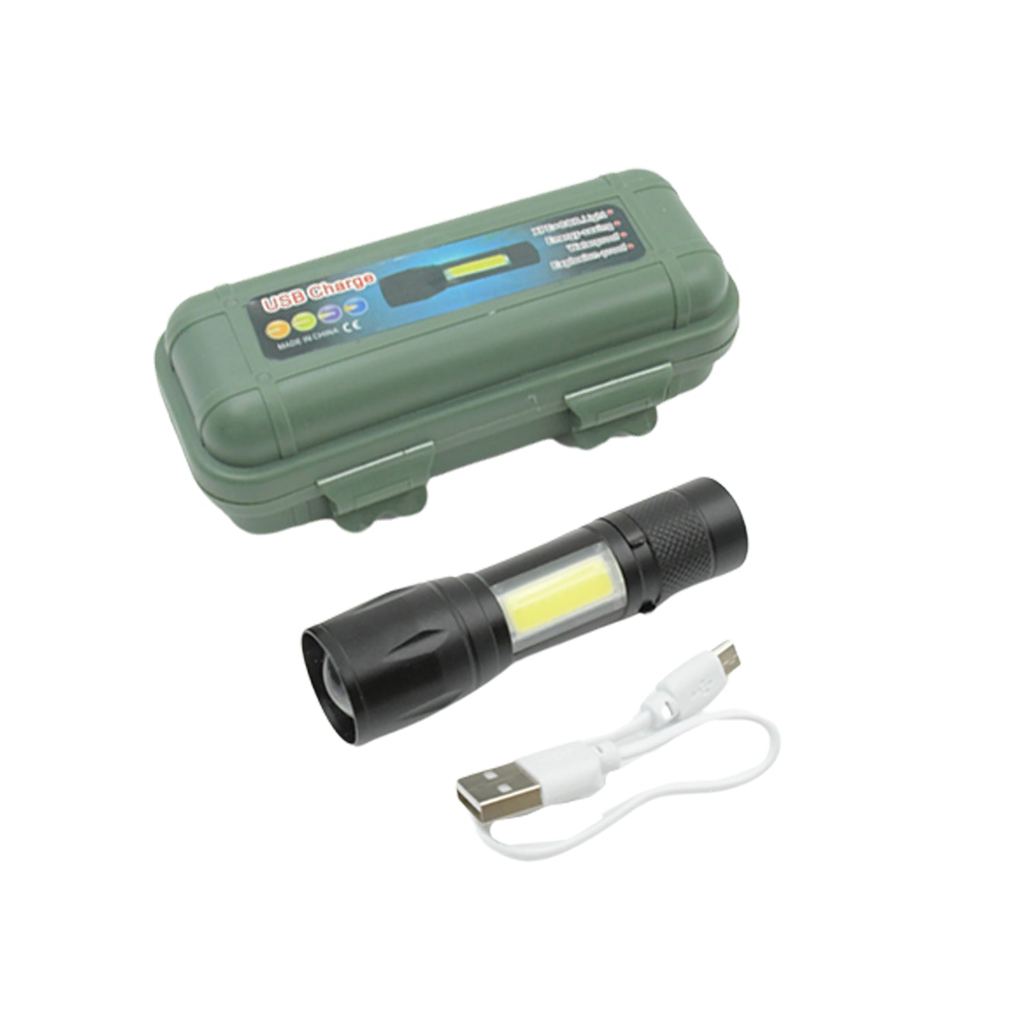 LED Flashlight Rechargeable USB Mini Torch, Ultra Brightest Zoom Flash Light Handheld Pocket Compact Portable Tiny Lamp with COB Side Lantern, High Power Tactical Travel Emergency Flashlights - Bhavnagar Deodap