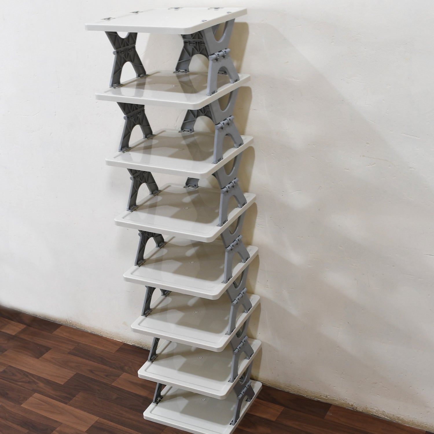 SMART SHOE RACK WITH 8 LAYER SHOES STAND MULTIFUNCTIONAL ENTRYWAY FOLDABLE & COLLAPSIBLE DOOR SHOE RACK FREE STANDING HEAVY DUTY PLASTIC SHOE SHELF STORAGE ORGANIZER NARROW FOOTWEAR HOME - Bhavnagar Deodap