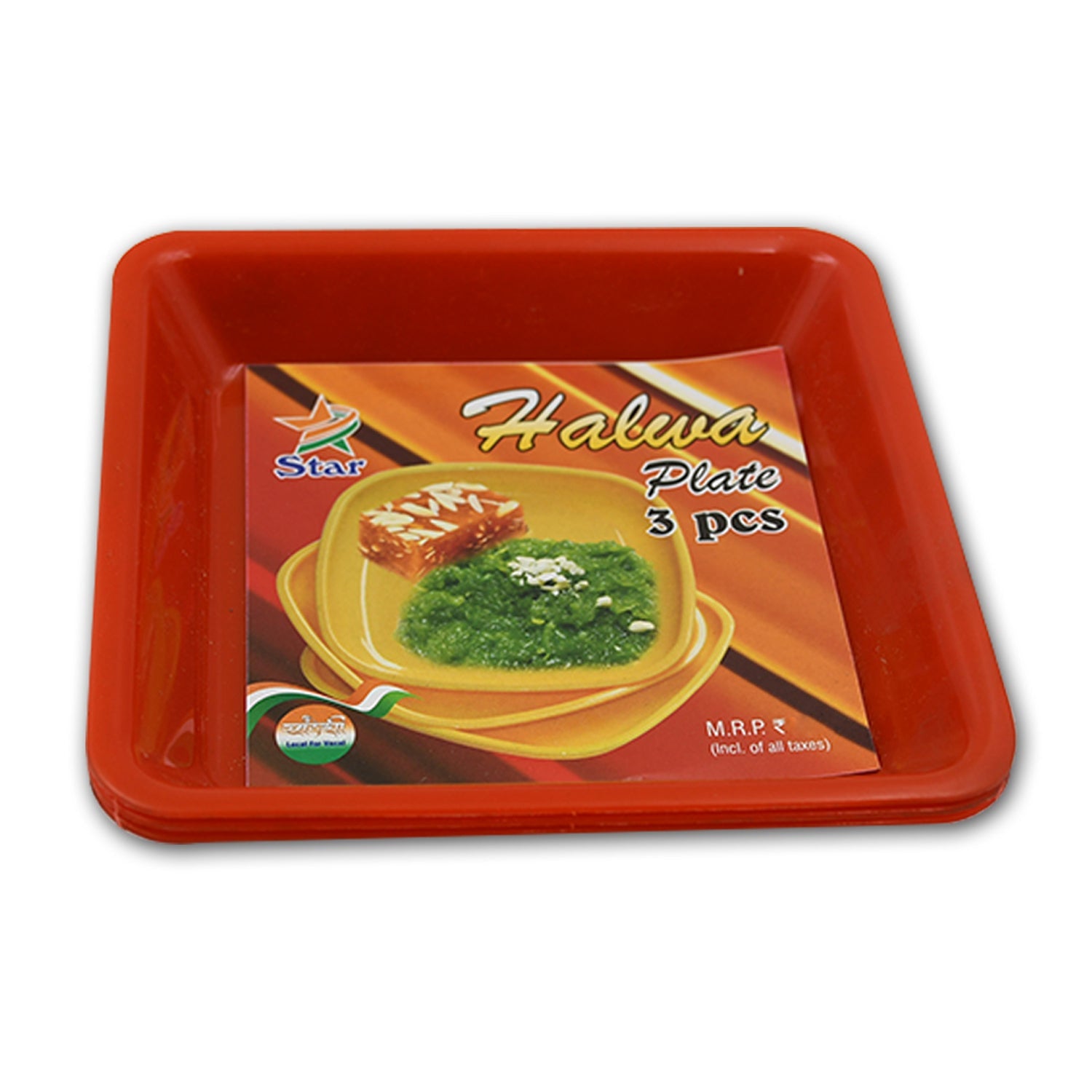 Square Plastic Halwa Dinner Plate Snacks / Breakfast, Restaurant Serving Trays Home School Coffee Hotel Kitchen Office (3 Pcs Set) - Bhavnagar Deodap