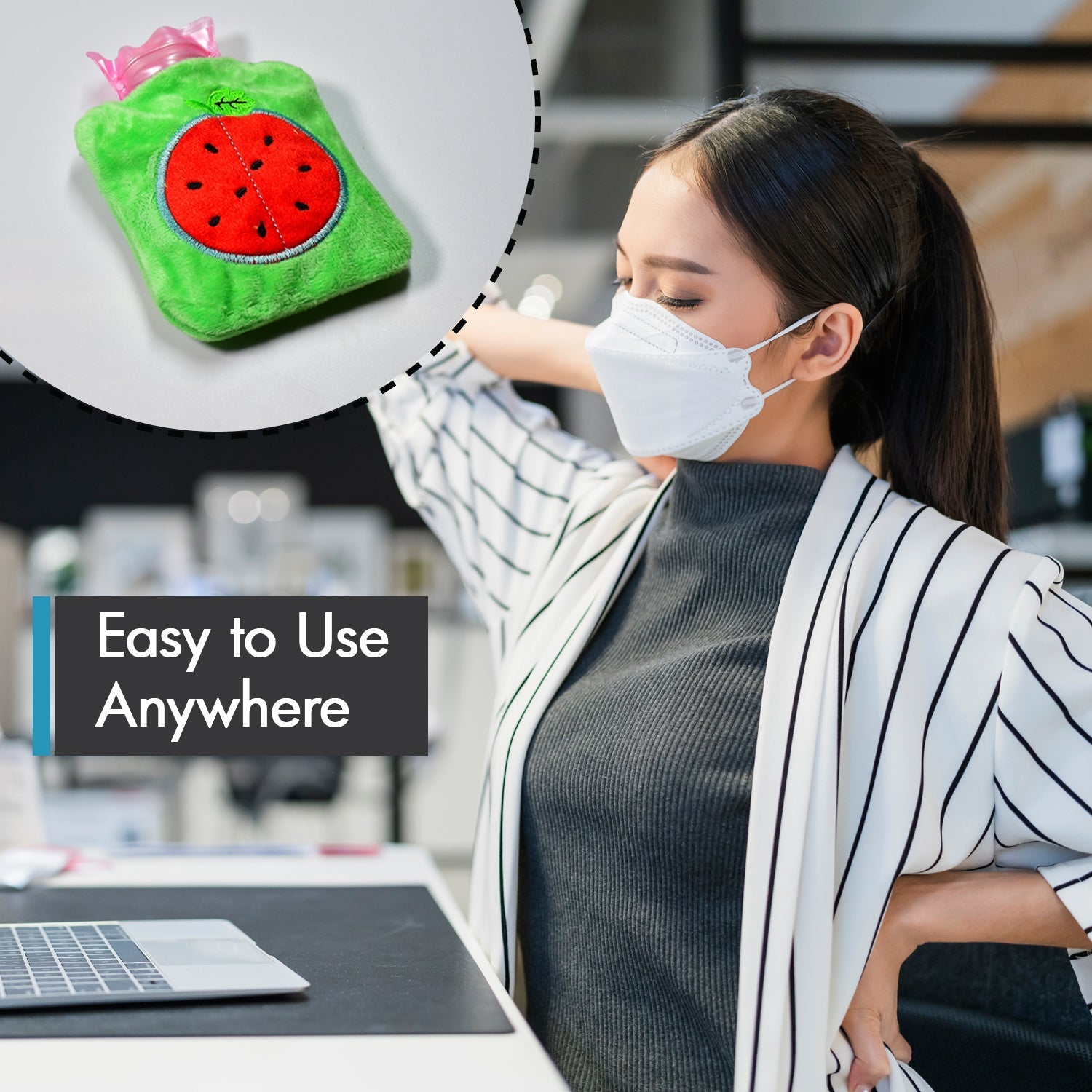 Watermelon small Hot Water Bag with Cover for Pain Relief, Neck, Shoulder Pain and Hand, Feet Warmer, Menstrual Cramps. - Bhavnagar Deodap