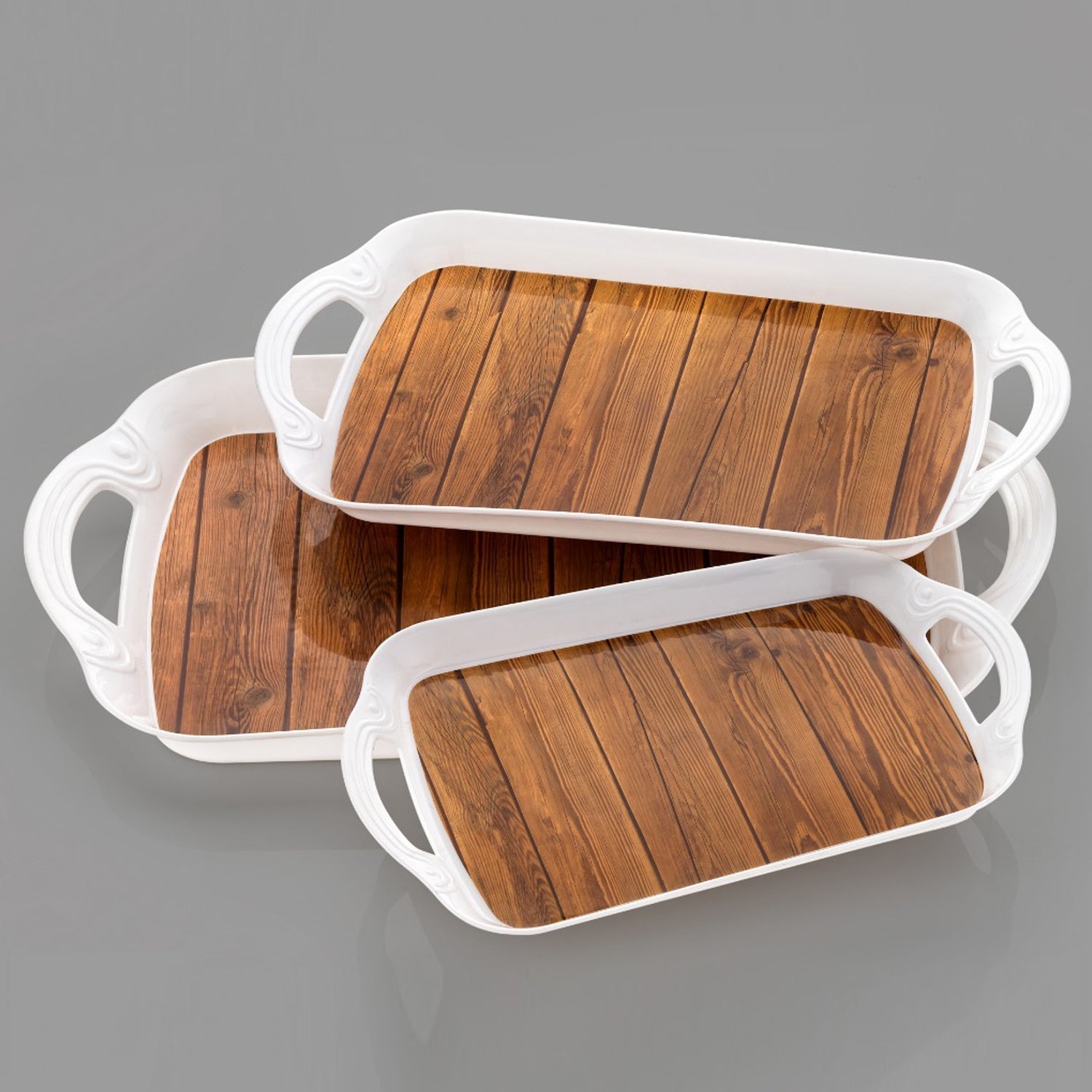 Serving Tray Set  (Pack of 3 Pcs) (Small, Medium, Large) (Multicolour) - Bhavnagar Deodap