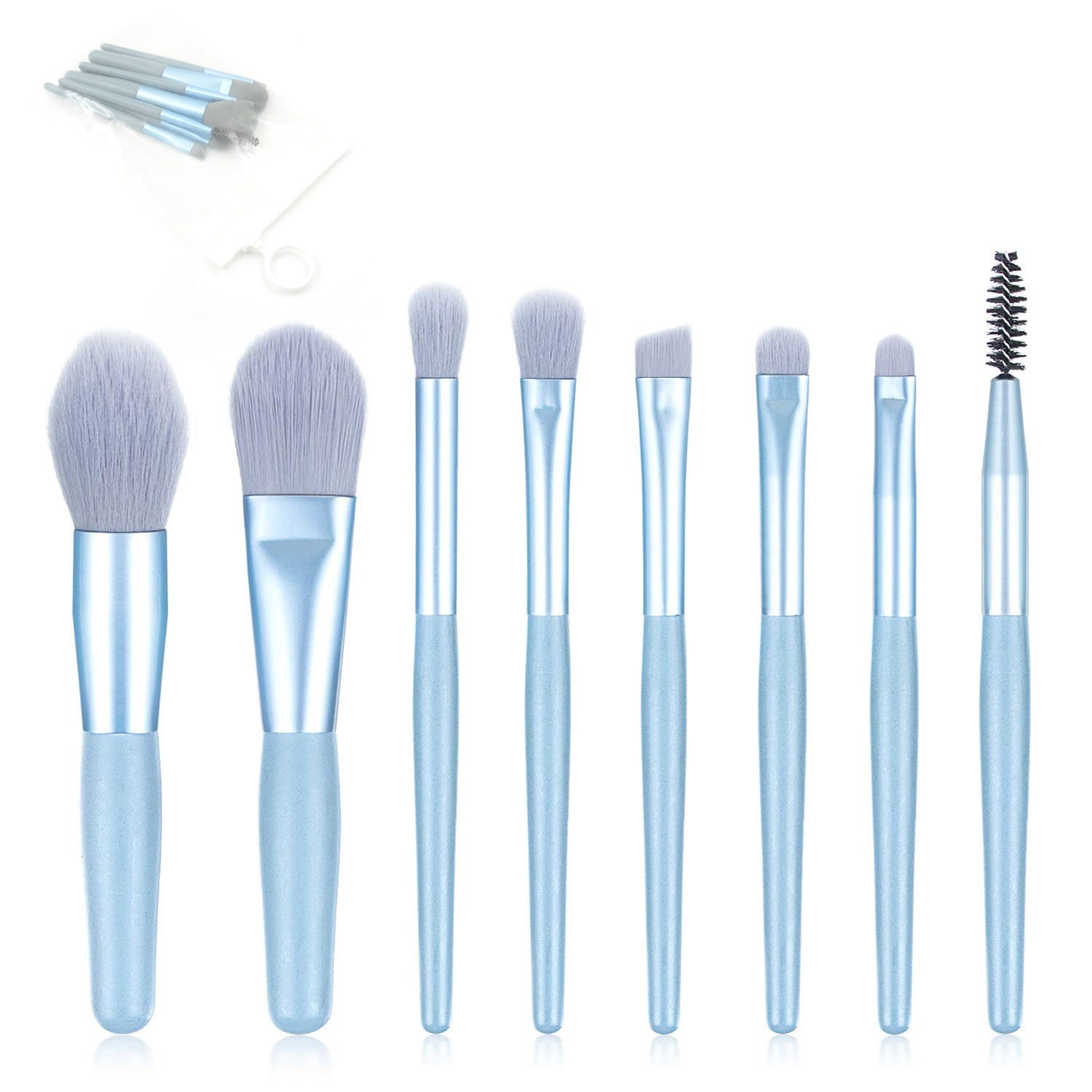 8 PCS Mini Makeup Brush Set with Case, Portable Foundation Brush Kit Travel, Premium Synthetic Bristles Cosmetic Brush Set for Powder Blending Blush Eyeshadow Lipstick (Mix Color 8 Pcs Set) - Bhavnagar Deodap