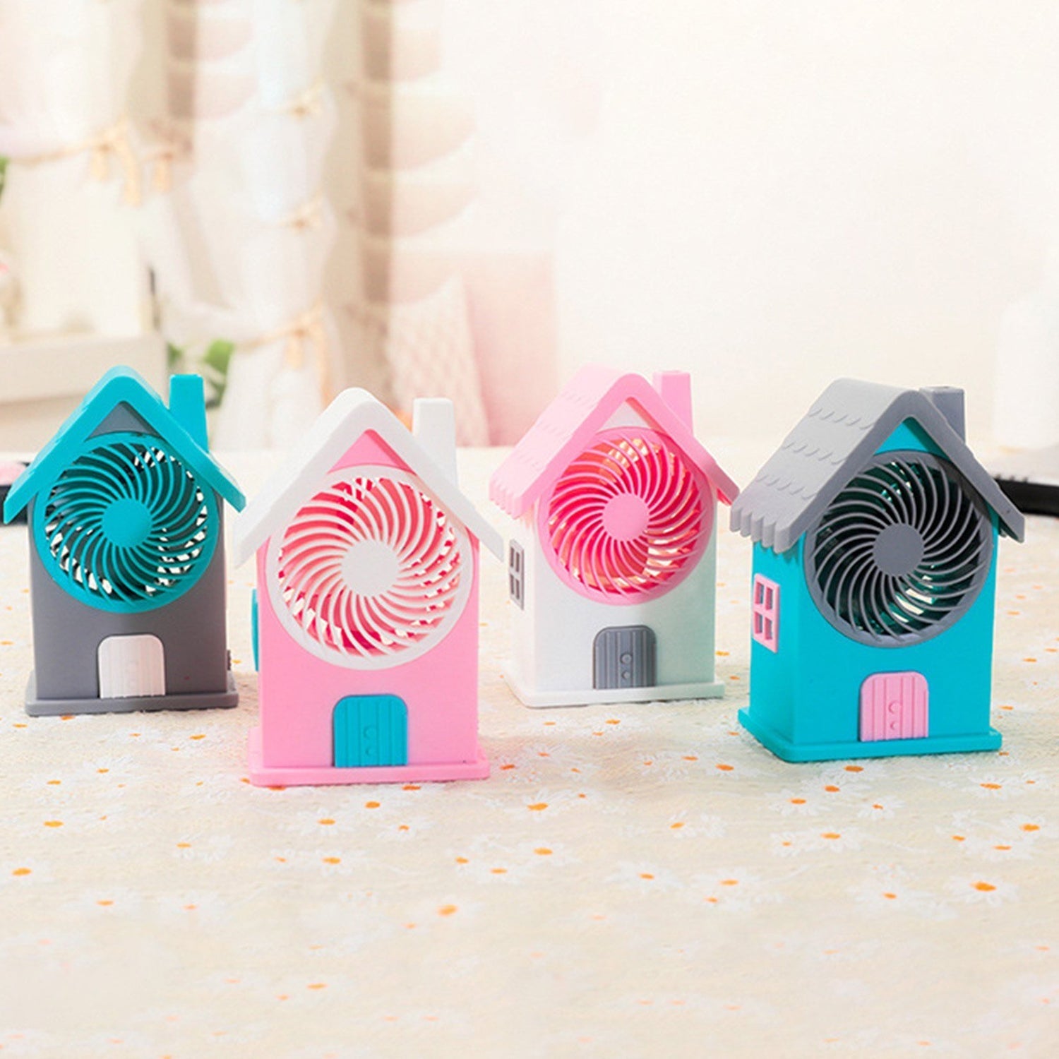 Mini House Fan House Design Rechargeable Portable Personal Desk Fan For Home , Office & Kids Use (Battery Not Include) - Bhavnagar Deodap