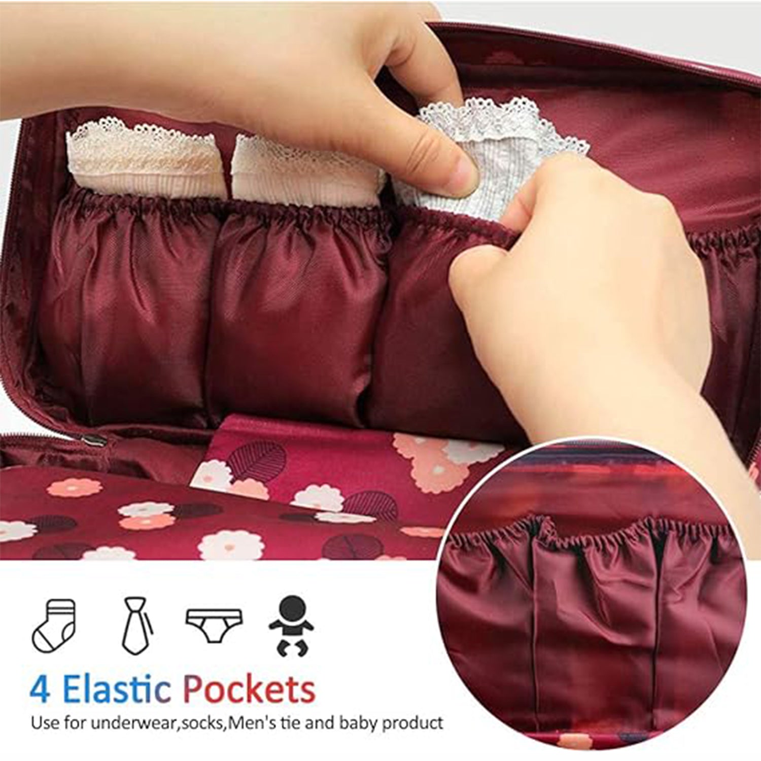 Multi Purpose Storage Bag, Underwear Storage Bag, Bra Organizer Bag Underwear Pouch, Waterproof Cosmetic Travel Bag, Lingerie Toiletry Wash Storage Case, Baby Diaper Bag (1 Pc) - Bhavnagar Deodap