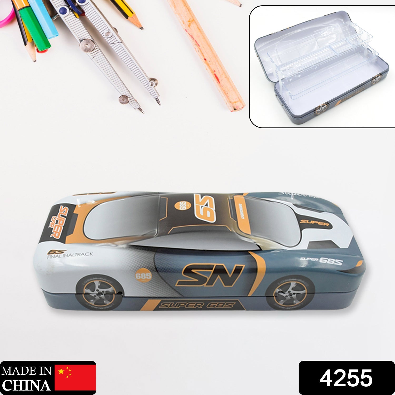 Car Shape Metal Compass Box, Pencil Case for Kids Stationery Compass Box, Stationery Gift for School Kids Compass, Pencil Box, Birthday Return Gift for Kids (1 Pc) - Bhavnagar Deodap