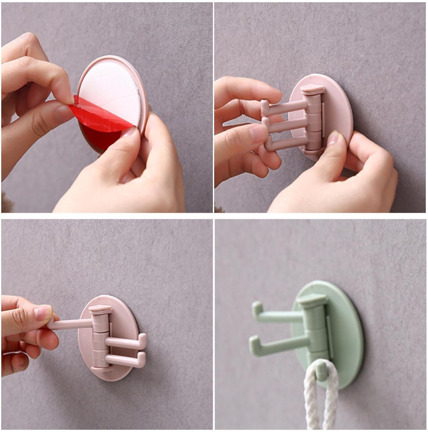 Sticky Hook Household Strong Punch-Free Hook, 180°Foldable Multi-Function Rotatable Hook with 3 Hooks, Suitable for Bathroom, Kitchen, Office (1 Pc) - Bhavnagar Deodap