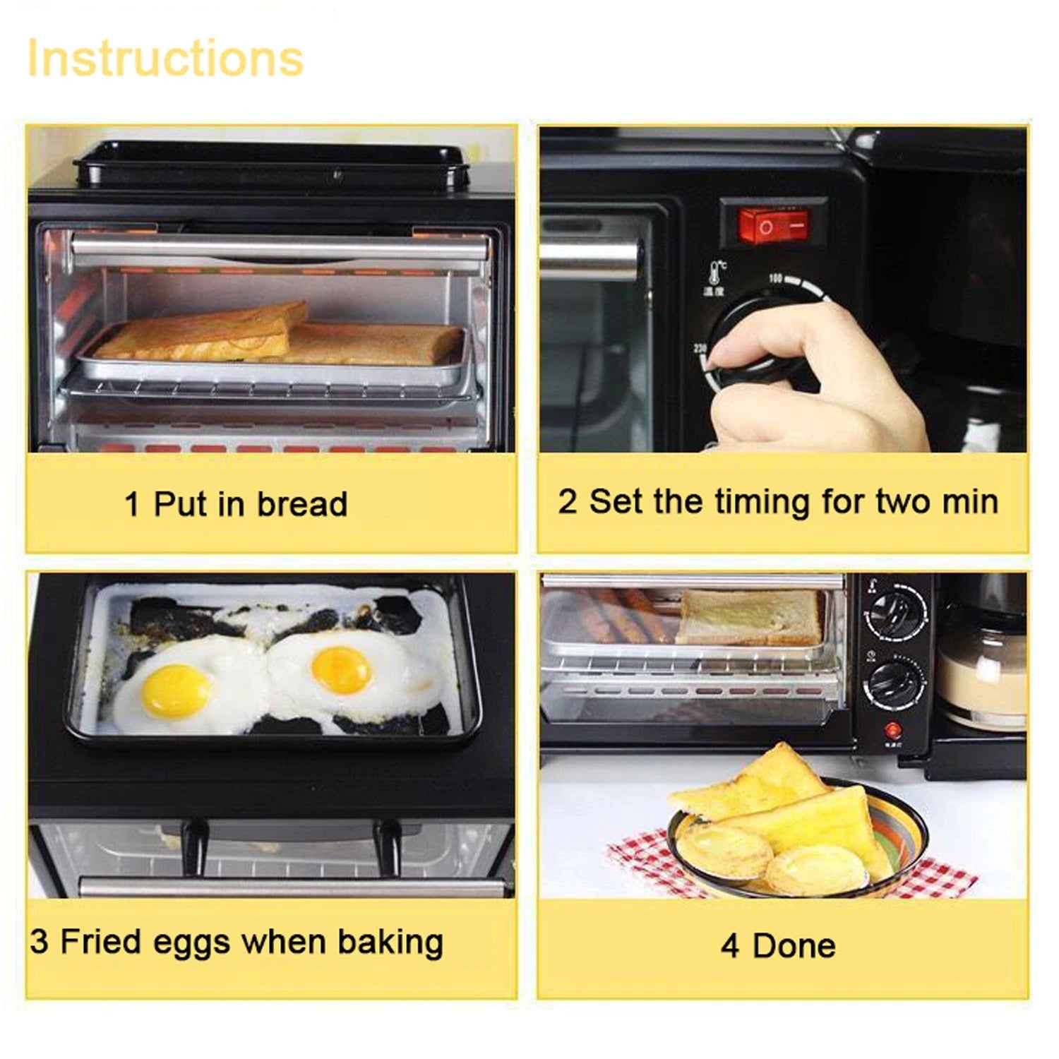 3 in 1 Breakfast Maker Portable Toaster Oven, Grill Pan & Coffee Maker Full Breakfast Ready at One Go - Bhavnagar Deodap