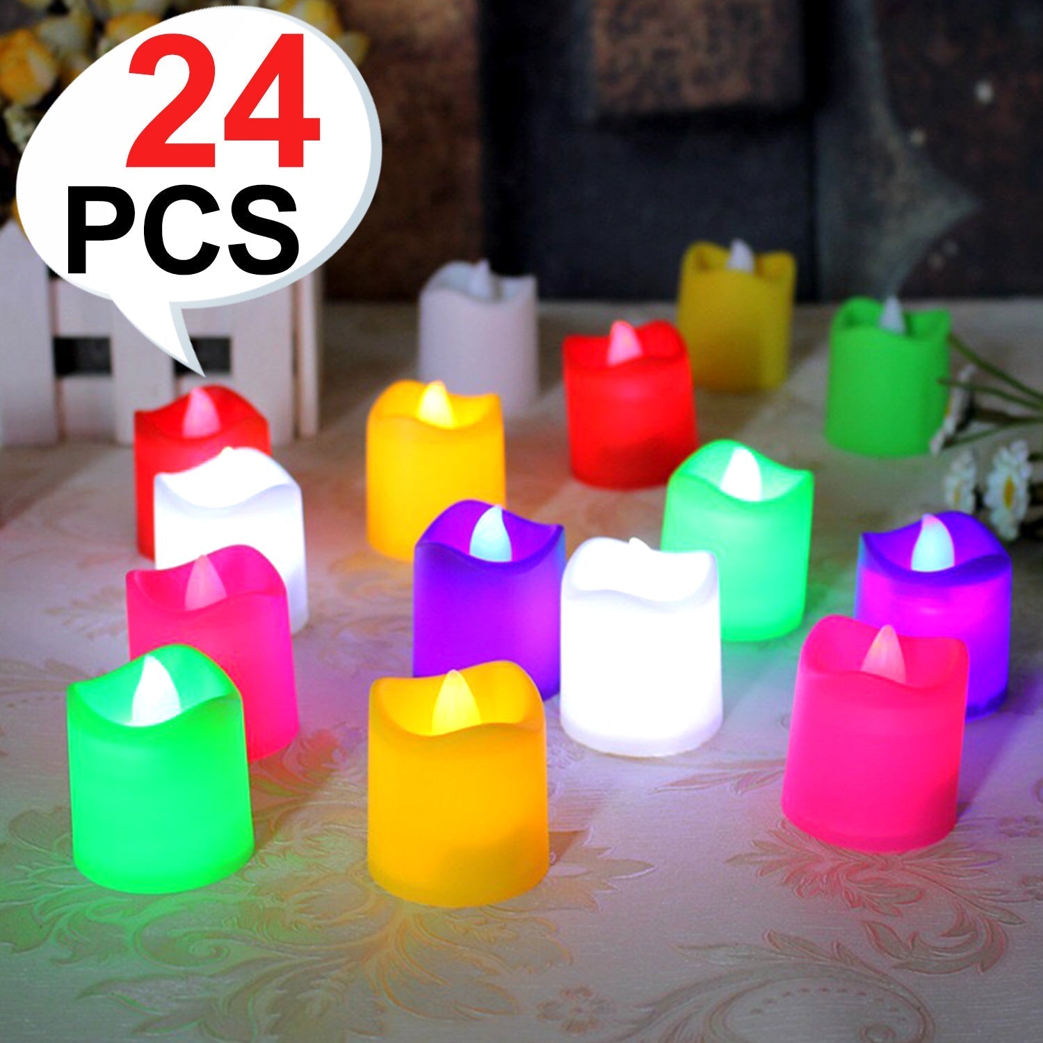 Festive Lighting for Any Occasion: 24 Pack LED Tealight Candles (Multicolor) - Bhavnagar Deodap