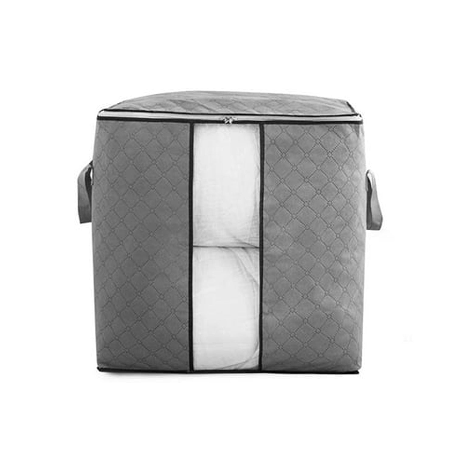 Storage bag with Zipper and Space Saver Comforter bag, Pillow, Quilt, Bedding, Clothes, Blanket Storage Organizer Bag with Large Clear Window and Carry Handles for Closet. - Bhavnagar Deodap