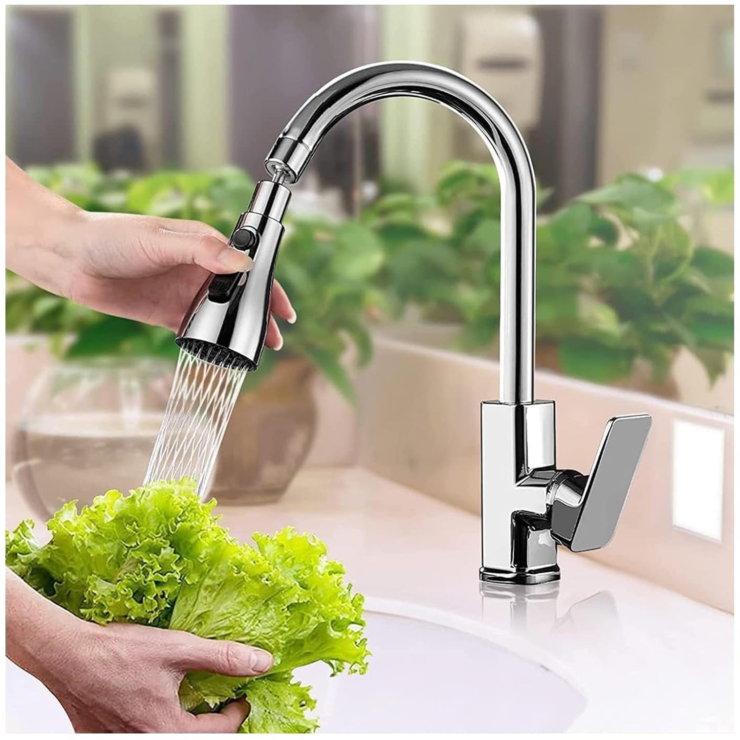 Kitchen Faucet 3-Function Pull Down Sink Sprayer (1 Pc) - Bhavnagar Deodap