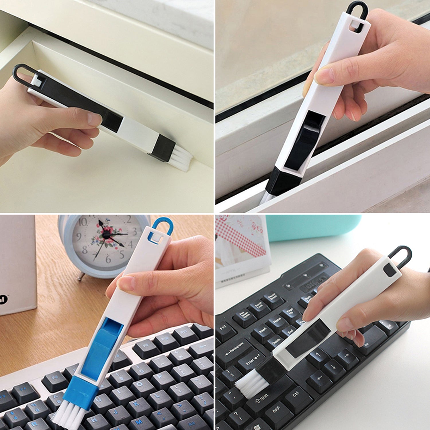 2 in 1 Multi-Function Plastic Window Slot Keyboard Wardrobe Dust Removal Cleaning Brush - Bhavnagar Deodap