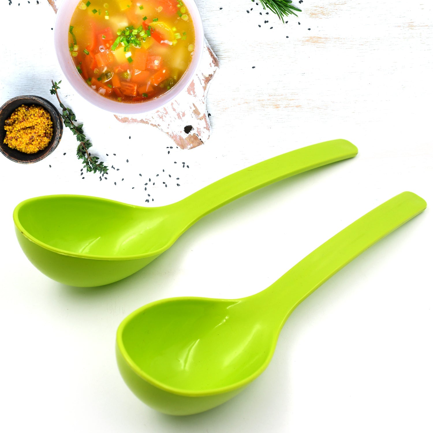 Plastic Spoon Kitchen Multipurpose Serving Ladle for Frying, Serving, Turner, Curry Ladle, Serving Rice, Spoon Used While Eating and Serving Food Stuffs Etc (2 Pcs Set / 10 Inch ) - Bhavnagar Deodap
