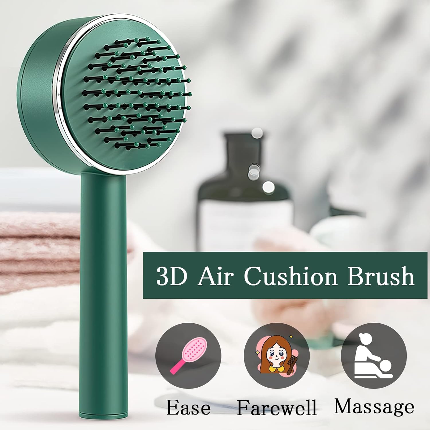 Air Cushion Massage Brush, Airbag Massage Comb with Long Handle, Self-Cleaning Hair Brush, Detangling Anti-Static for All Hair - Bhavnagar Deodap