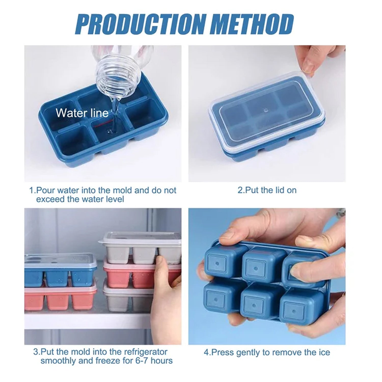 6 cavity Silicone Ice Tray used in all kinds of places like household kitchens for making ice from water and various things and all. - Bhavnagar Deodap