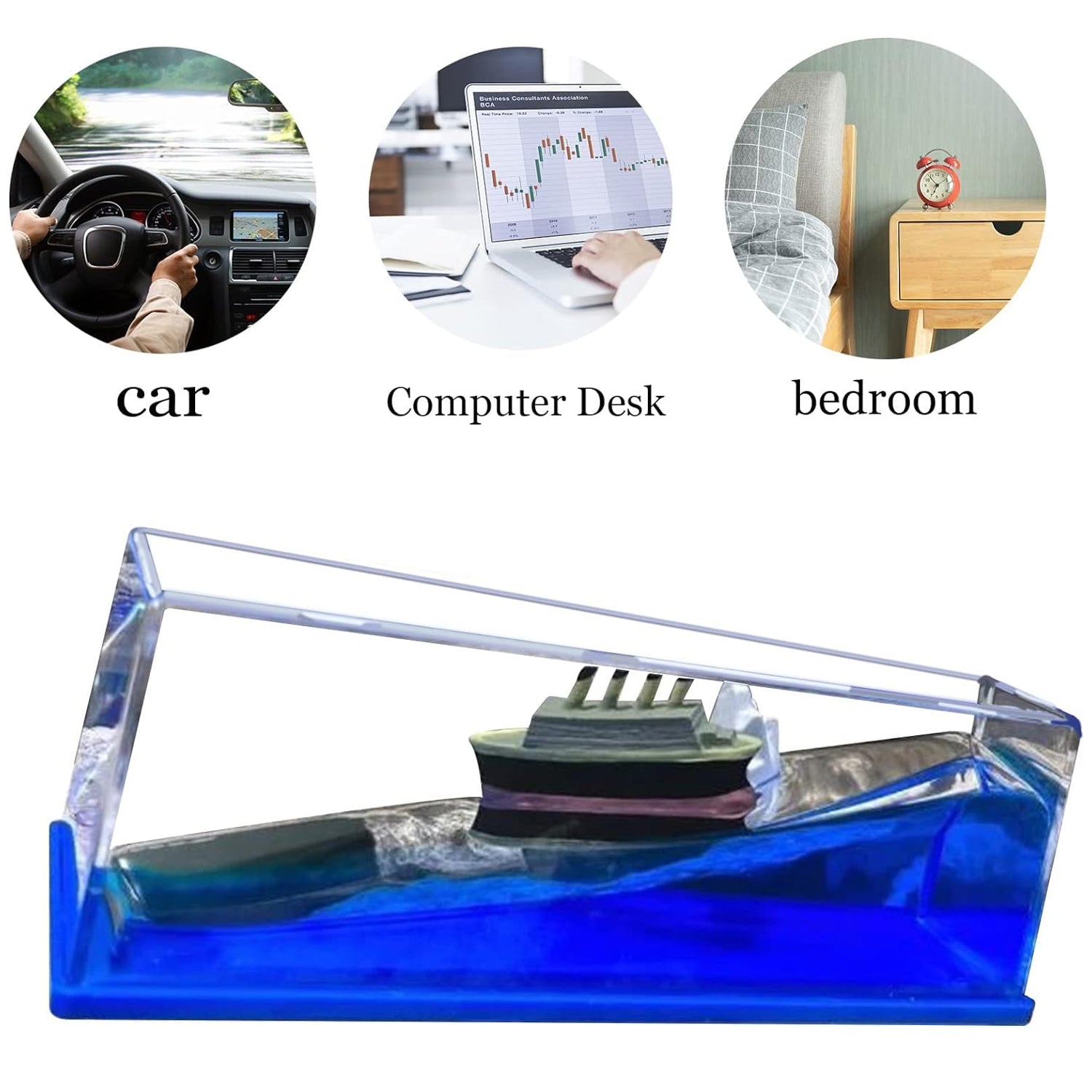 Car Interior Dashboard Decoration Floating Water Cruiser Ship Iceberg Ornament Car Interior Decoration for Birthday Gifts, Home Decor Suitable for Home Show Car Decoration, Gifts, Desk or Paperweight - Bhavnagar Deodap