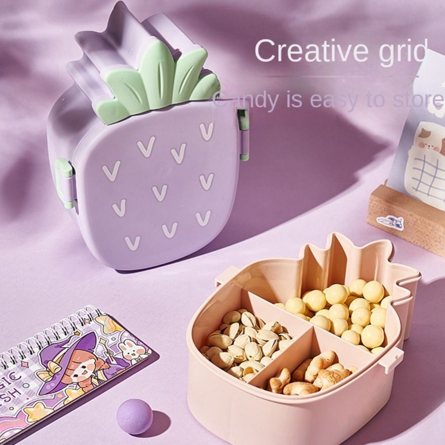 Kids Lunch Box Cute Pineapple Shaped Bento Box with Fork Spoon Snack Candy Container Microwave Portable Office Lunch Box (1 Pc / With Spoon & Fork) - Bhavnagar Deodap