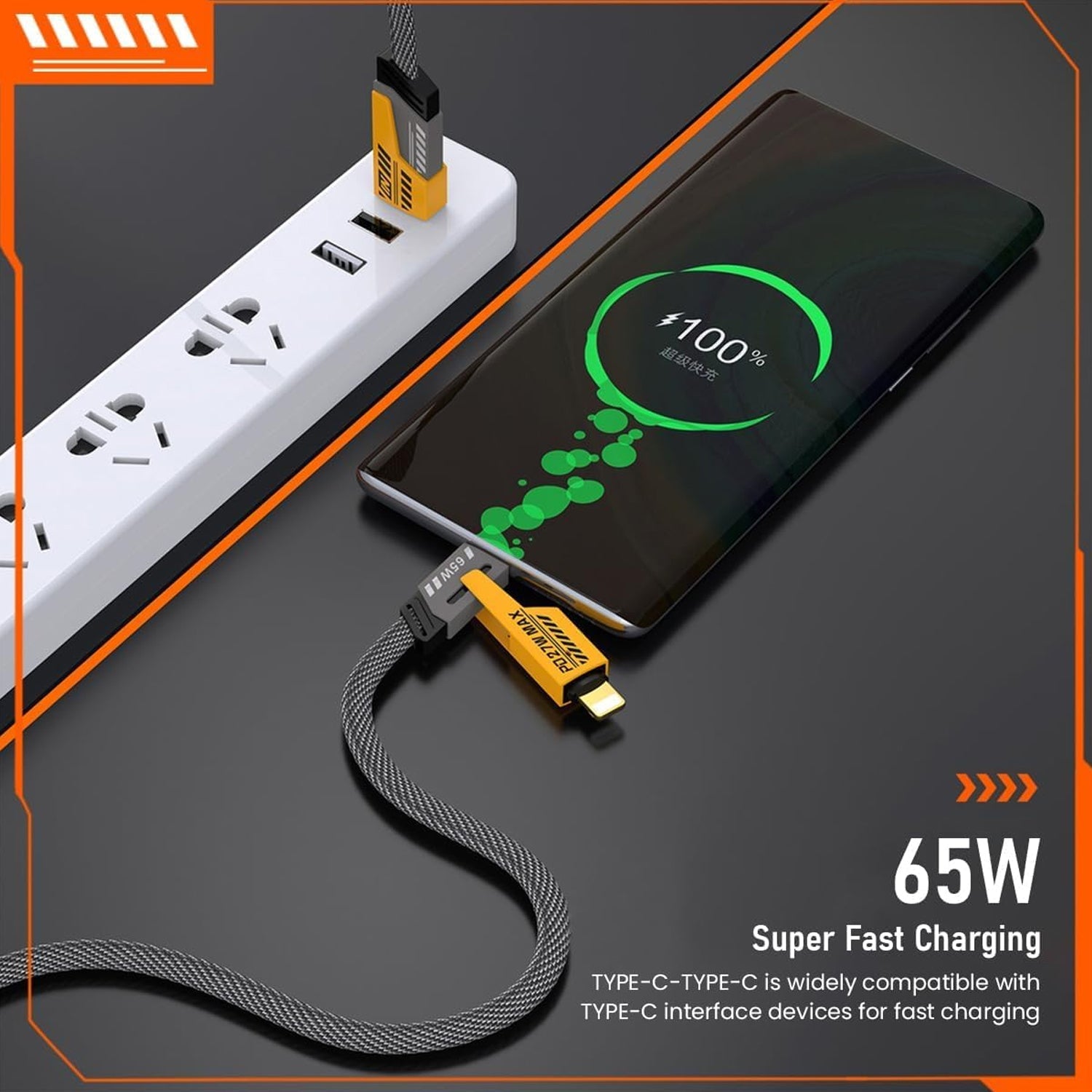 4 in 1 Fast Charging Cable With Multiport USB-C to Type C, USB-C to Lightning (1 Pc) - Bhavnagar Deodap