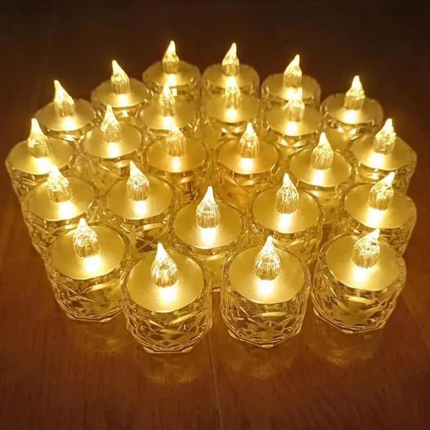 12 Pcs Flameless and Smokeless Decorative Acrylic Candles Transparent Led Tea Light Candle for Gifting, House, Diwali, Christmas, Festival, Events Decor Candles - Bhavnagar Deodap