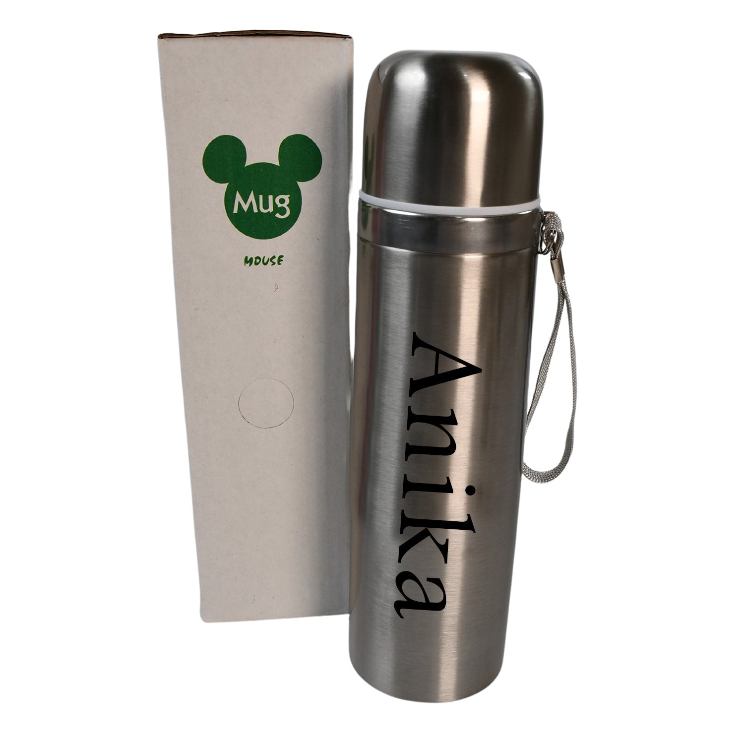 Stainless steel vacuum bottle with secure cap