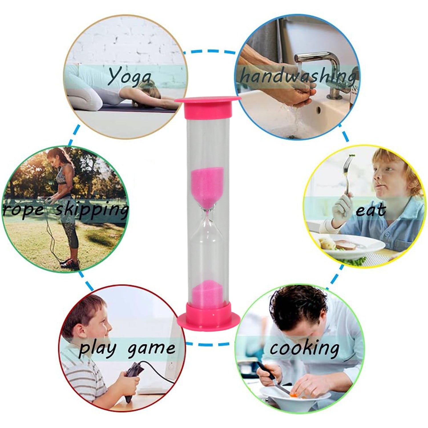 Sand Timer Plastic Hourglass, Sand Glass Toy Sand Clock for Kitchen, Office, School and Brushing Teeth for Bathroom Timer Clock Children Hourglass Sand glass Toothbrush Household Sand Clock (3 Min Approx / 5 pc) - Bhavnagar Deodap