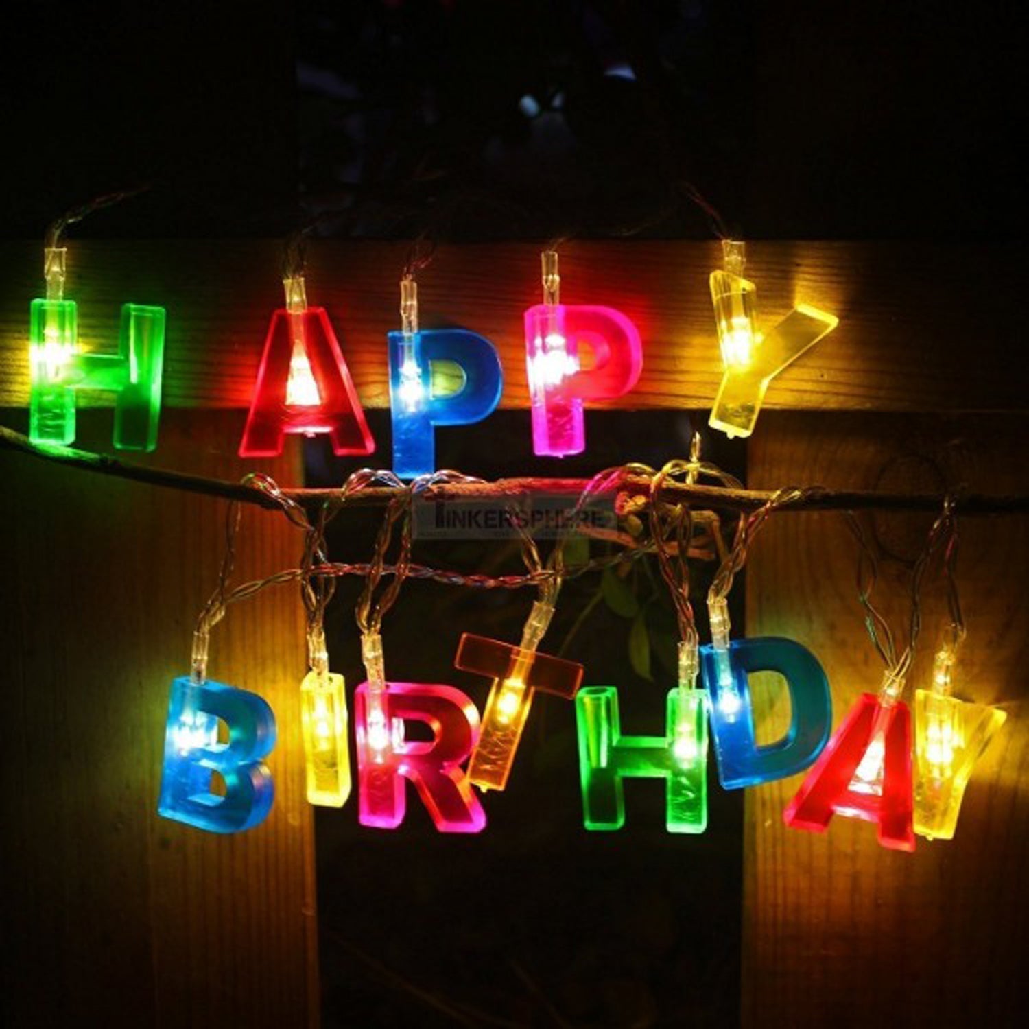 Decoratives Plastic Happy Birthday 13 LED Letter Battery Operated String Lights, Outdoor String Lights (Multicolour) - Bhavnagar Deodap