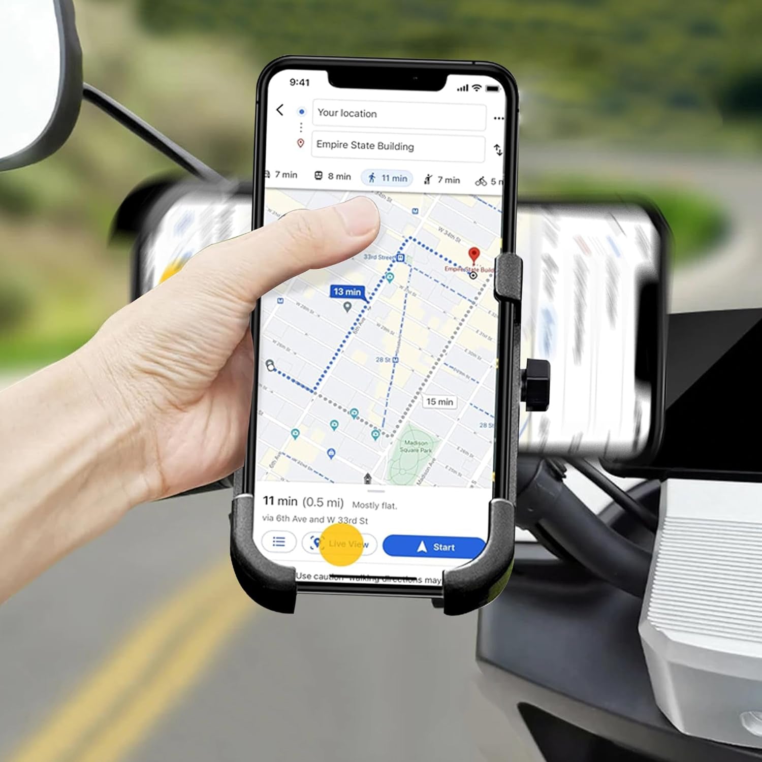 Full Metal Body Bike & Scooty 360 Degree Rotating Mobile Holder Stand for Bicycle, Motorcycle, Scooty for Maps and GPS Navigation Fits All Smartphones (1 Pc) - Bhavnagar Deodap