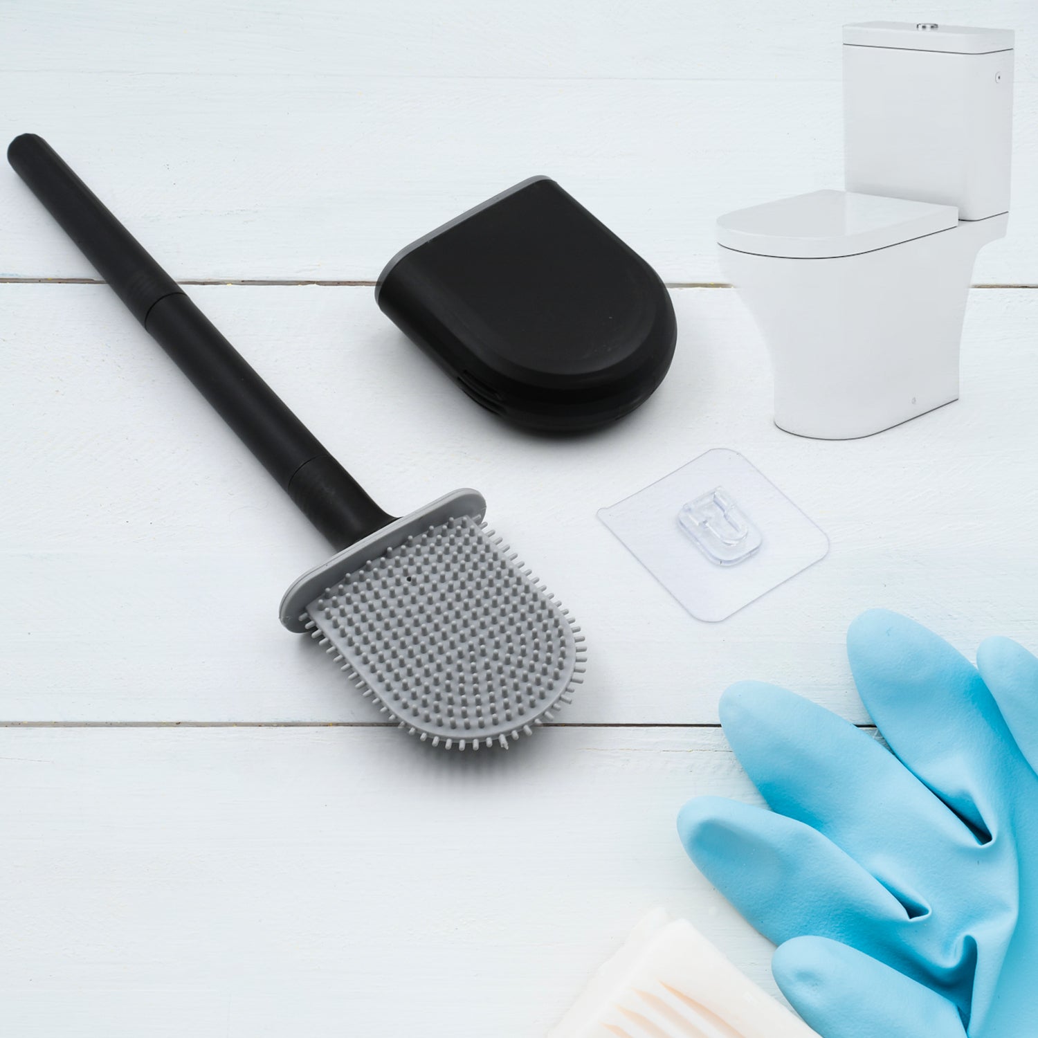 Silicone Toilet Brush with Holder Stand for Bathroom Cleaning - Bhavnagar Deodap